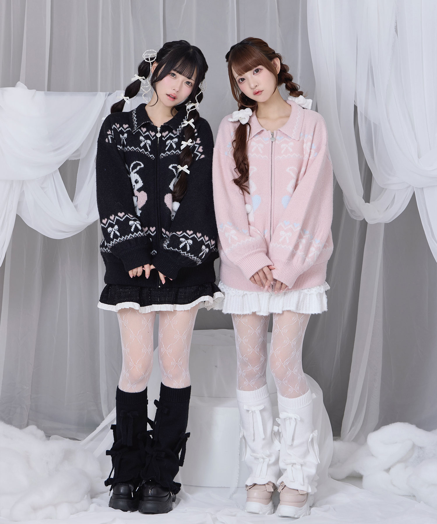 フルジップうさぎカウチンニット