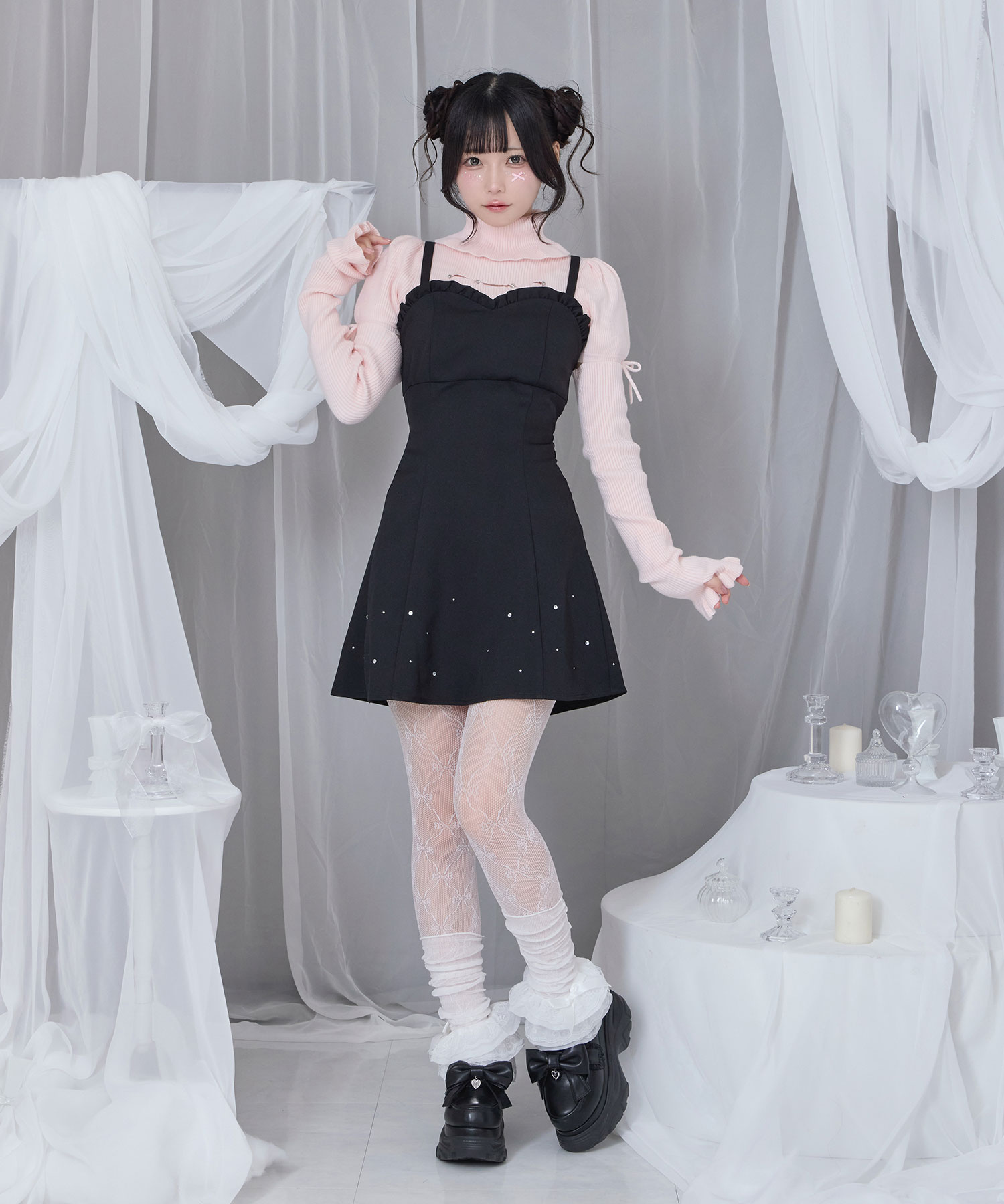 バックリボンカットアウトジャンスカ