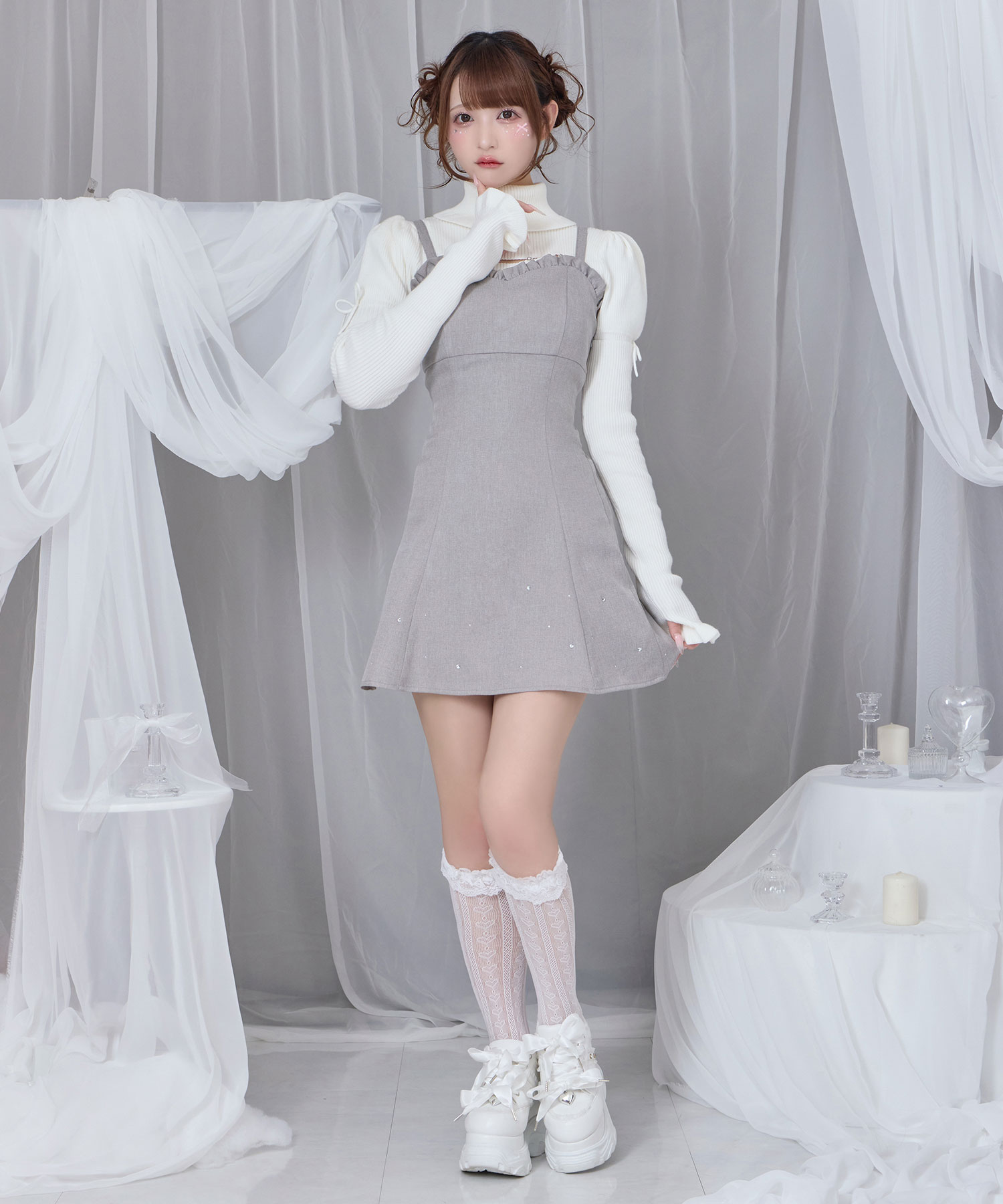 バックリボンカットアウトジャンスカ