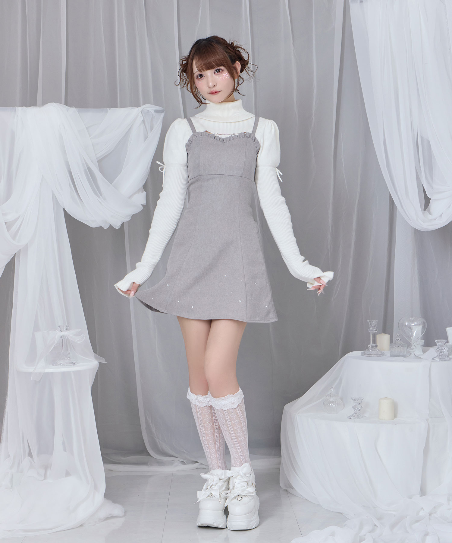 バックリボンカットアウトジャンスカ