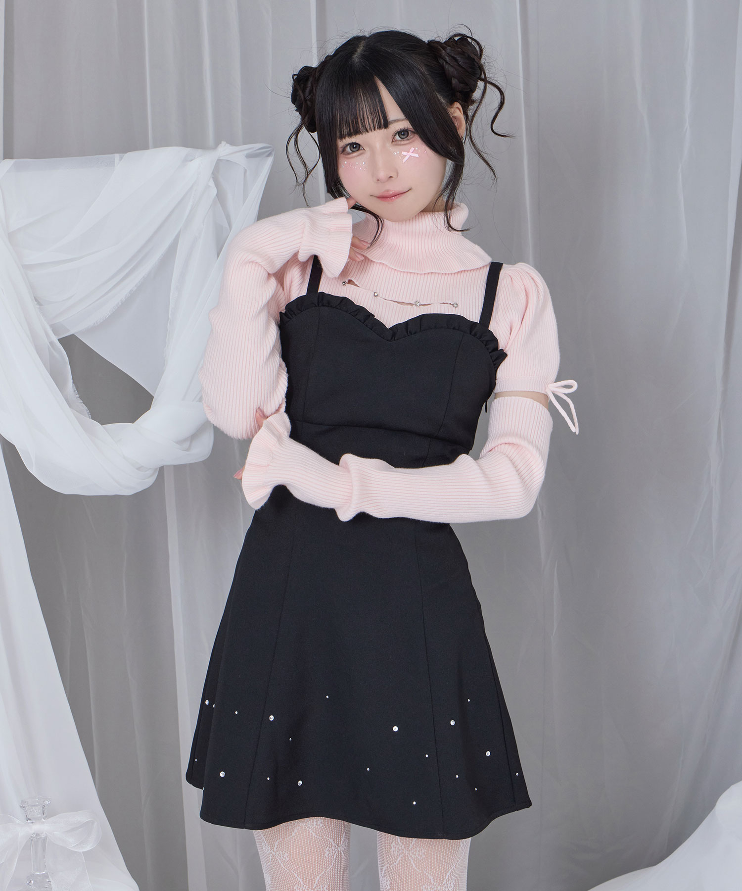 バックリボンカットアウトジャンスカ