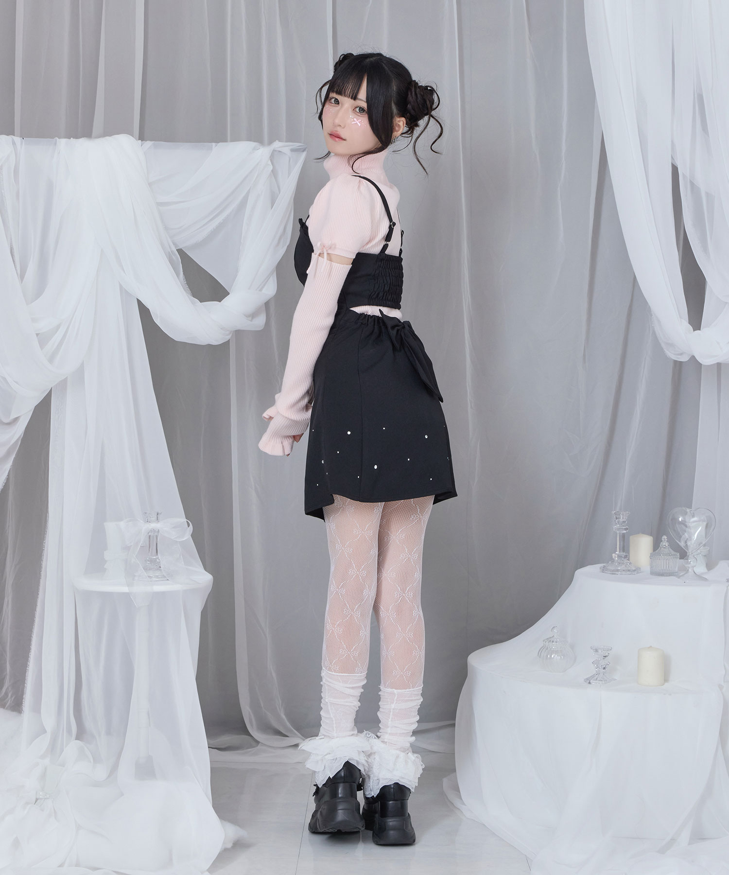 バックリボンカットアウトジャンスカ