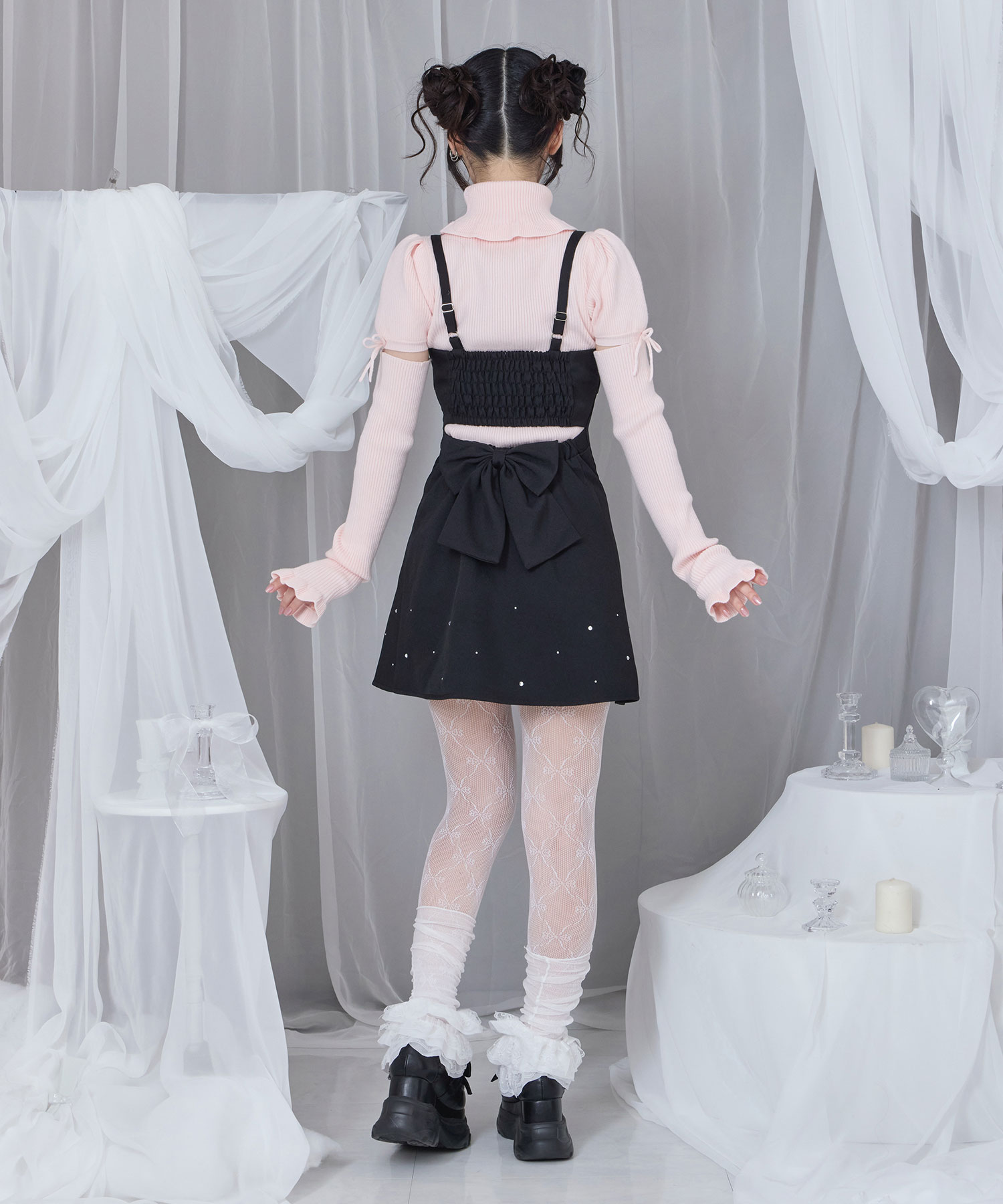 バックリボンカットアウトジャンスカ