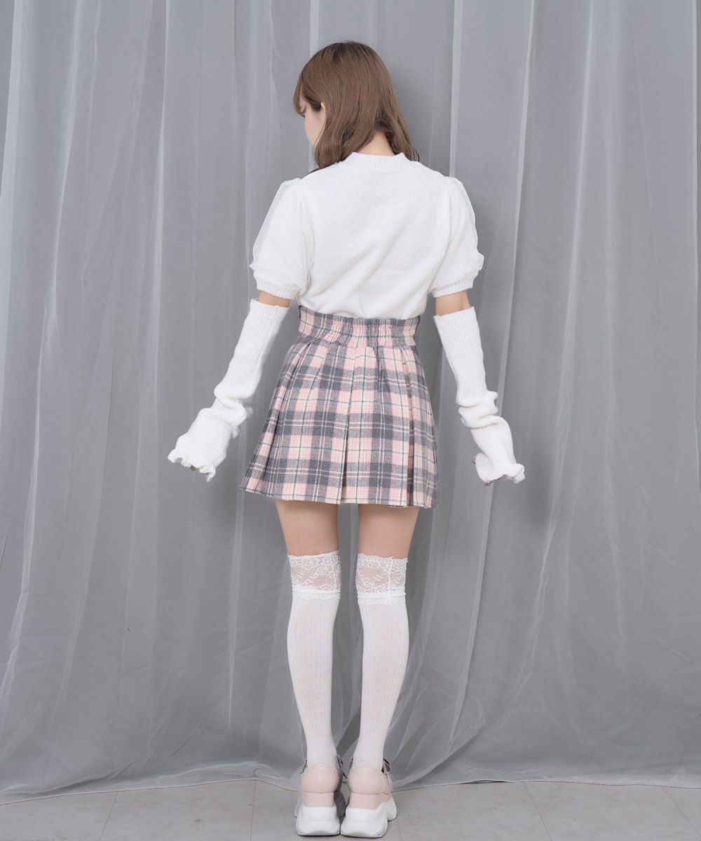 ハートボタンボックスプリーツミニスカート