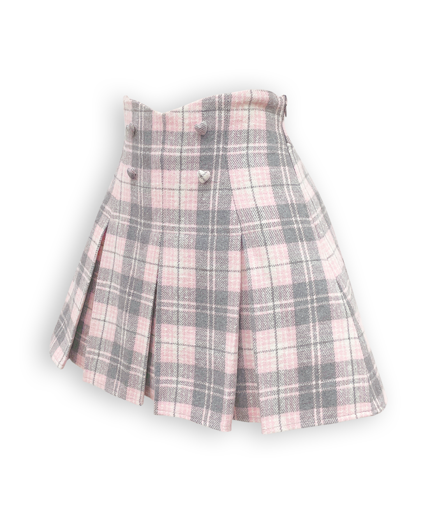 ハートボタンボックスプリーツミニスカート