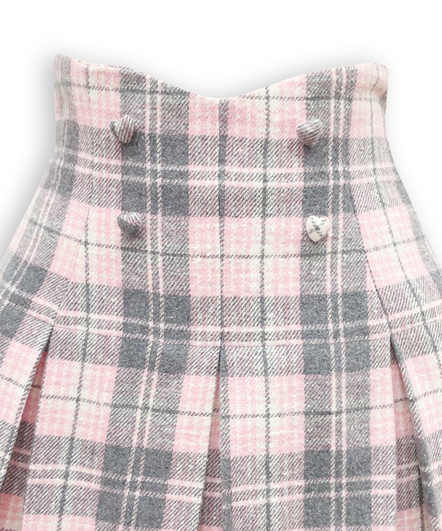 ハートボタンボックスプリーツミニスカート