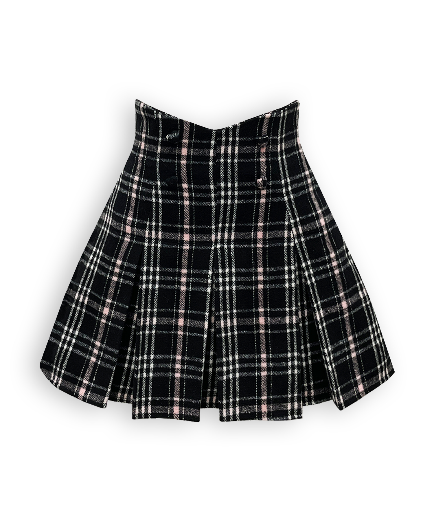 ハートボタンボックスプリーツミニスカート