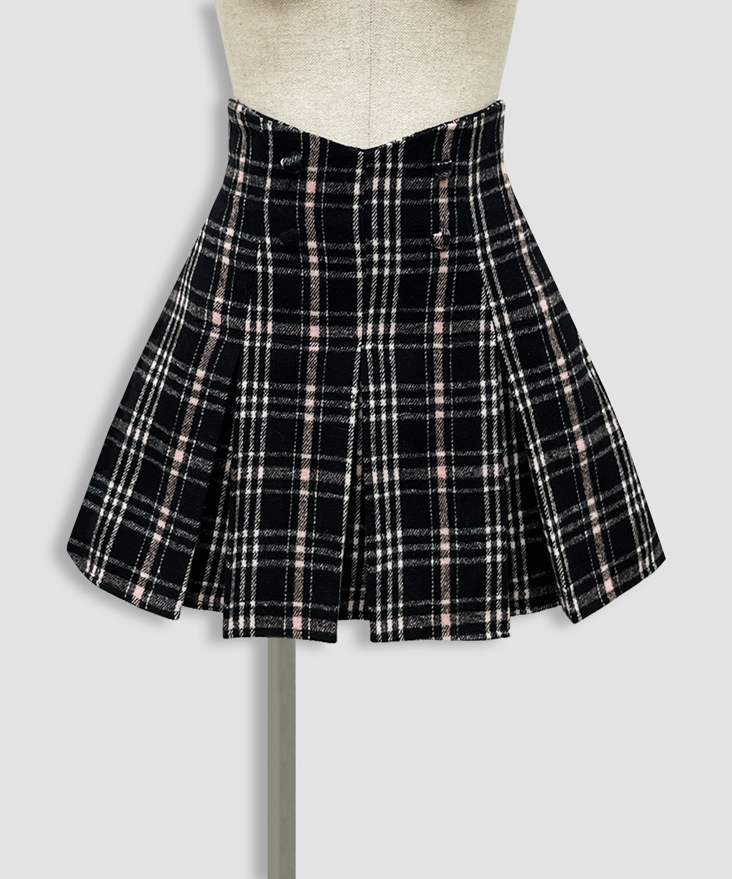 ハートボタンボックスプリーツミニスカート