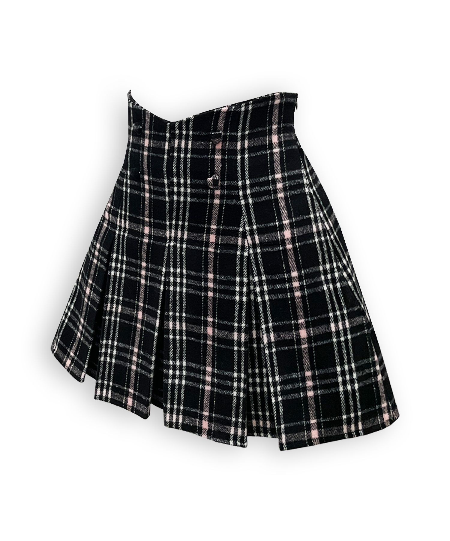 ハートボタンボックスプリーツミニスカート