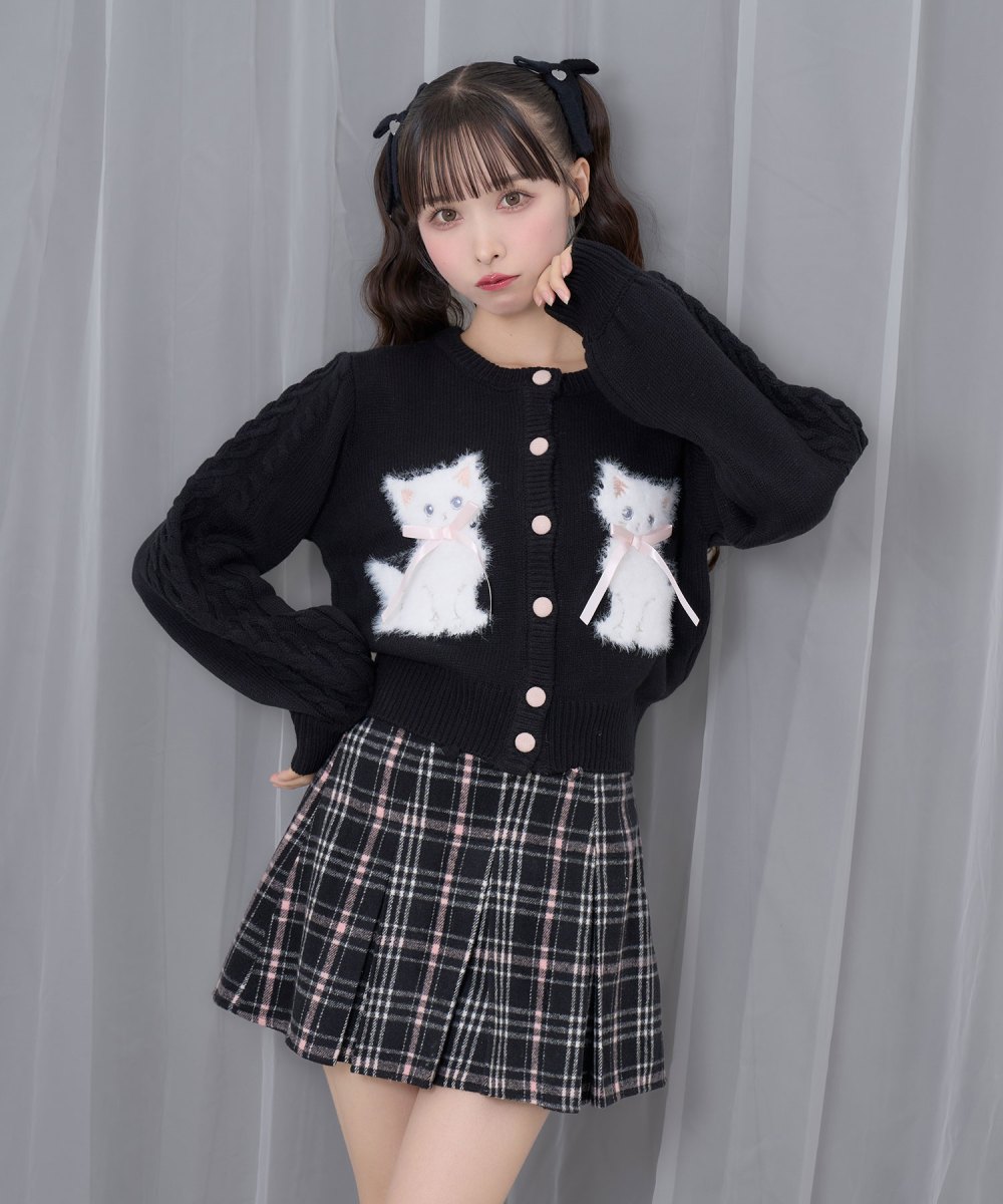 ハートボタンボックスプリーツミニスカート