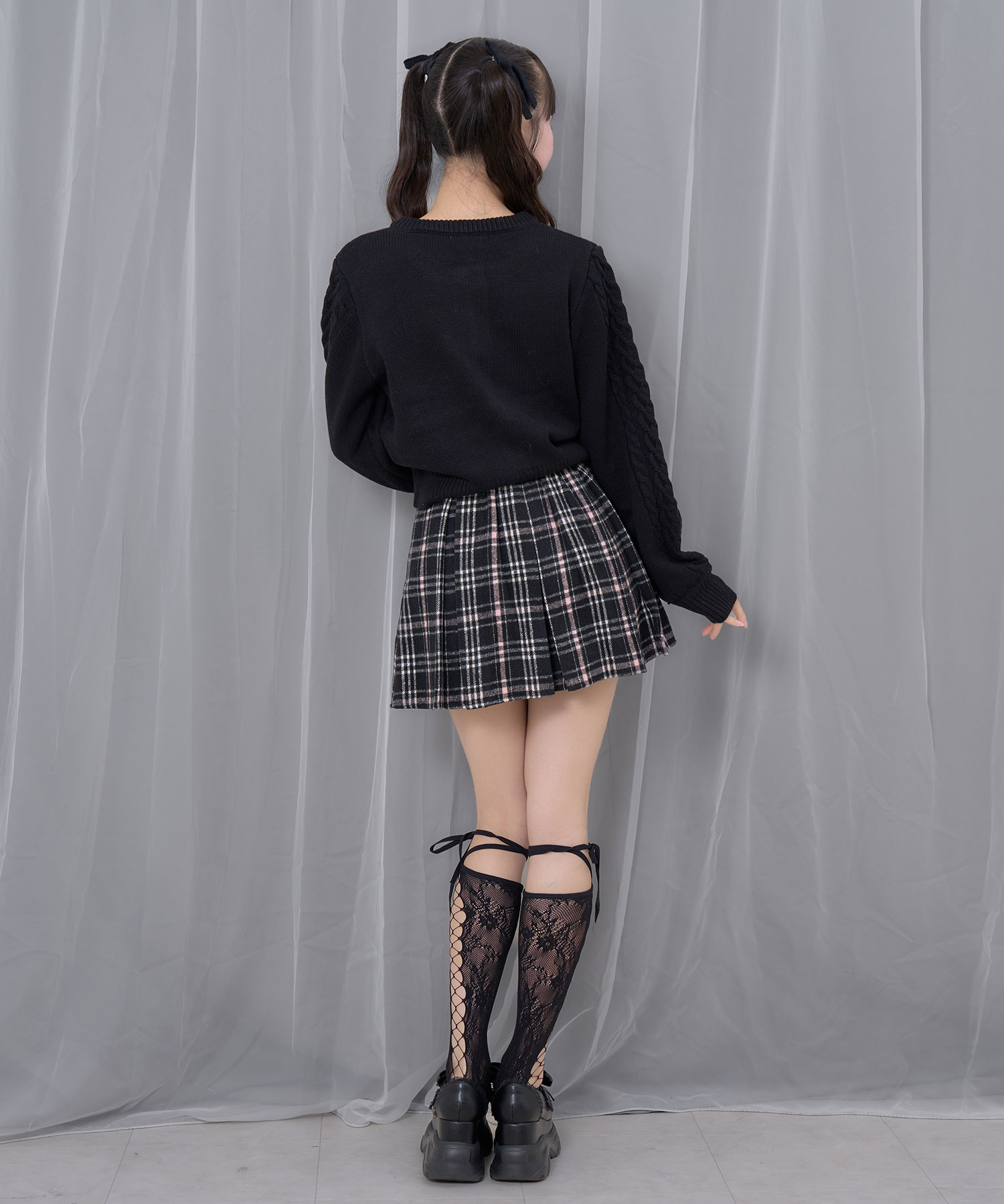 ハートボタンボックスプリーツミニスカート