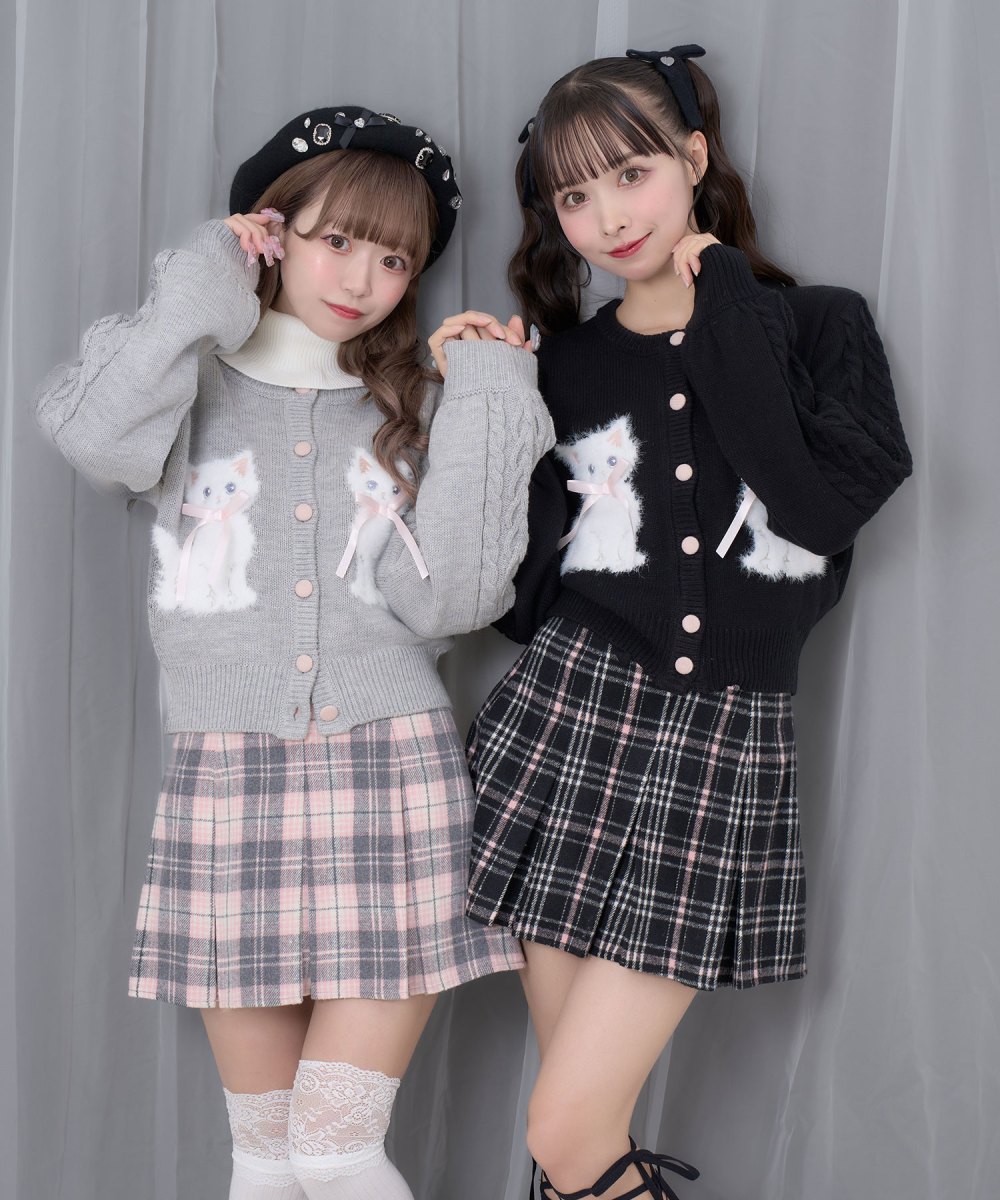 ハートボタンボックスプリーツミニスカート