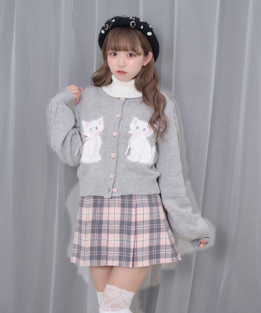 ハートボタンボックスプリーツミニスカート