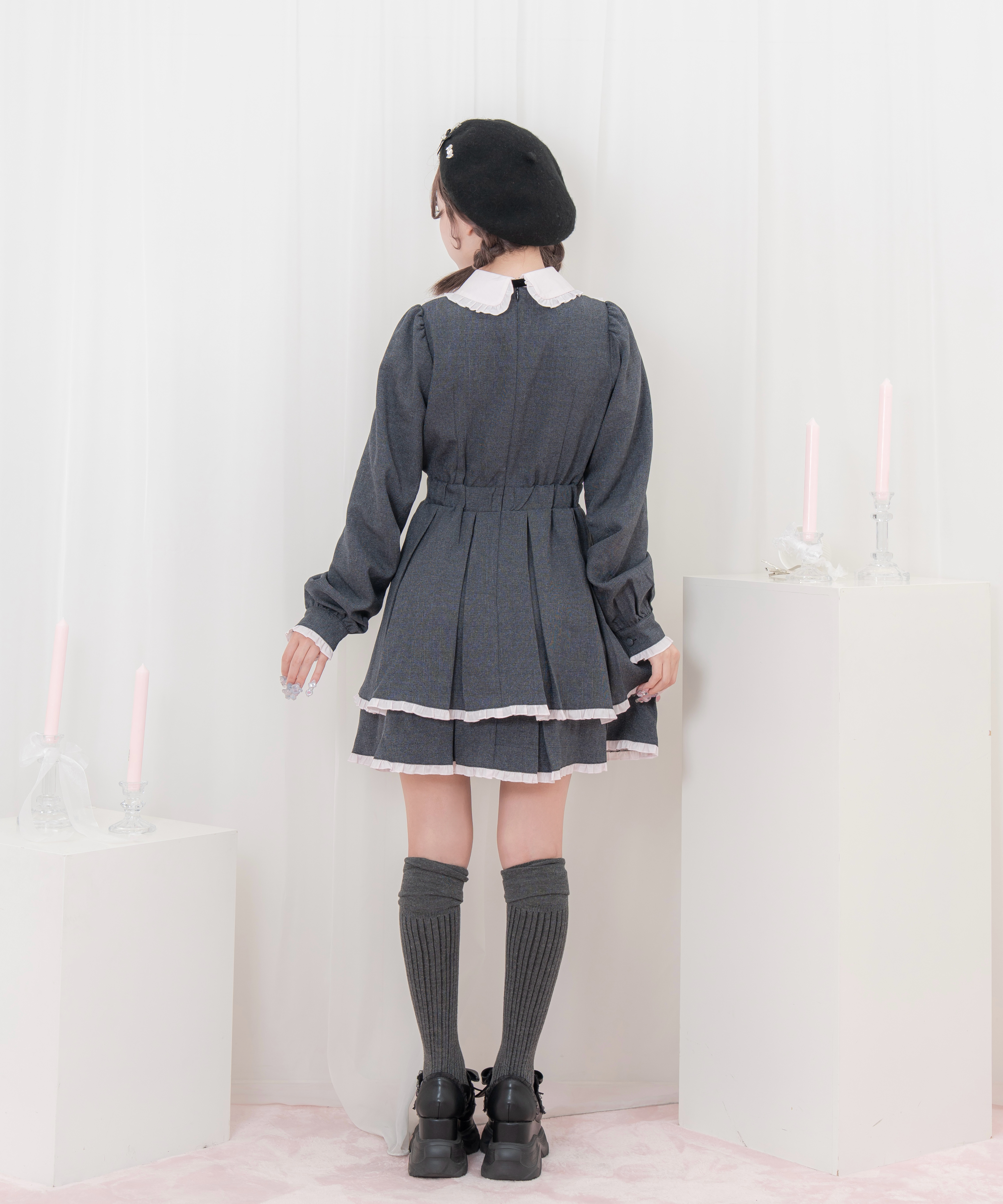 ベロアリボン配色ヨークワンピース – BUNNY APARTMENT