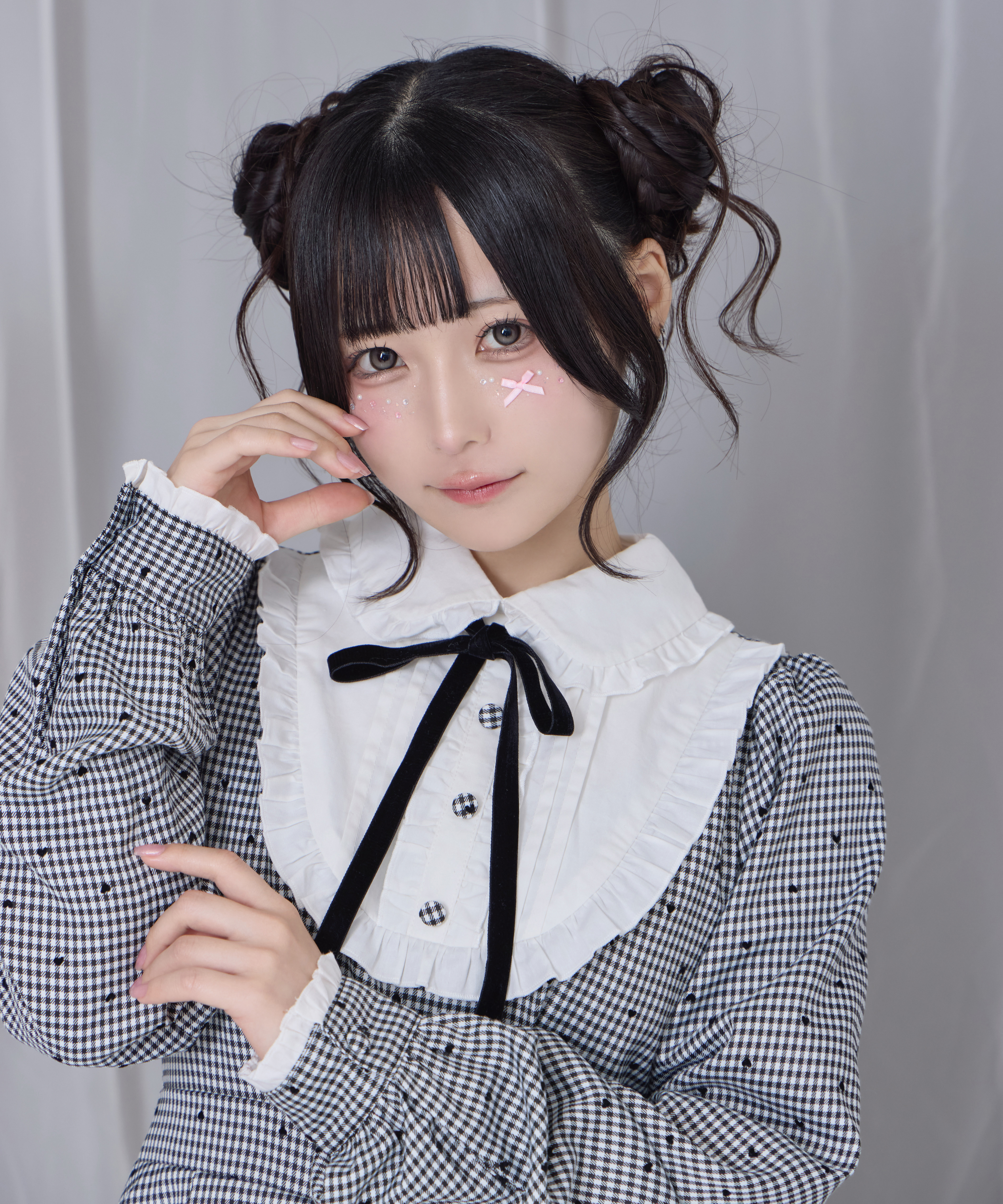 ベロアリボン配色ヨークワンピース