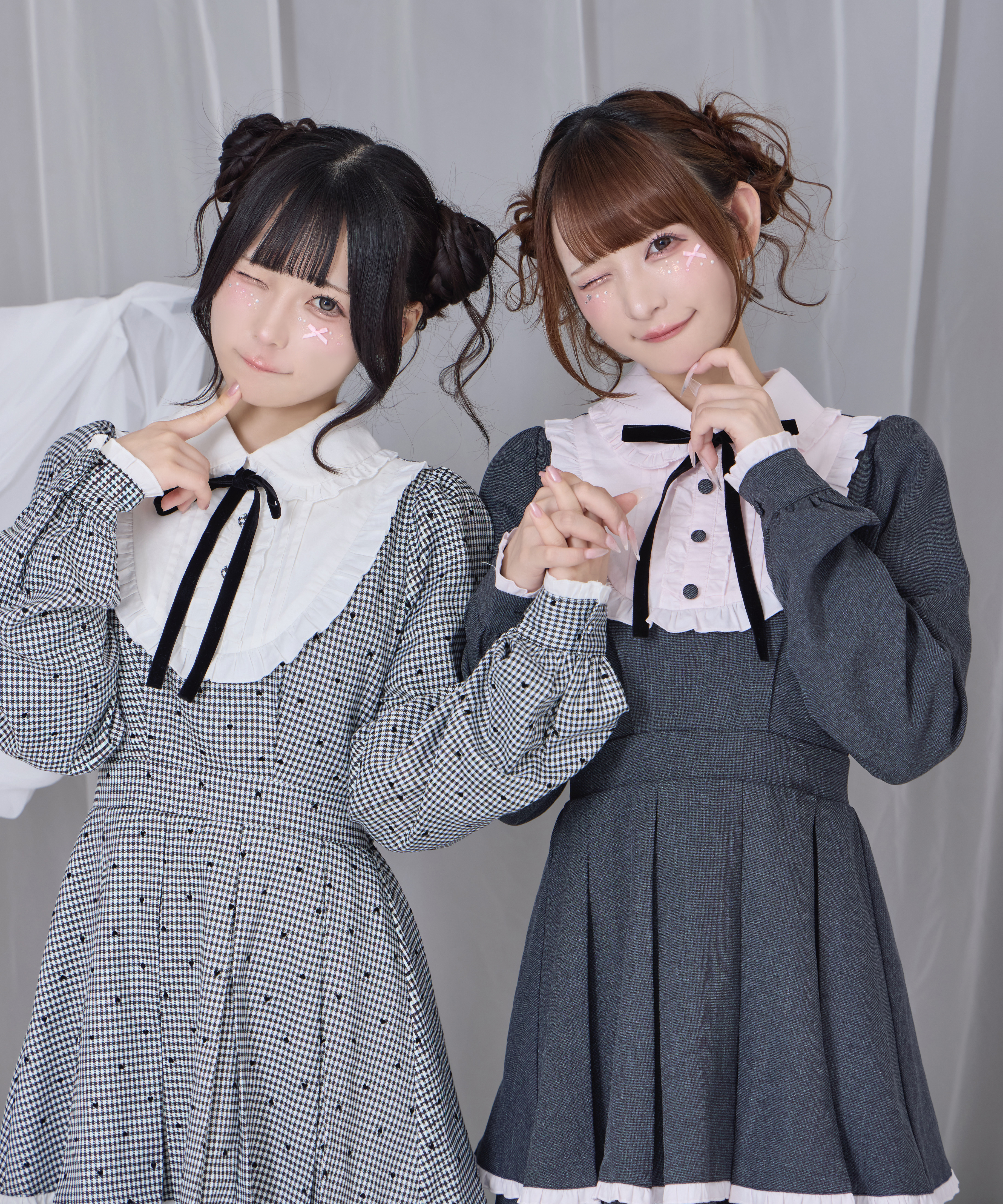 ベロアリボン配色ヨークワンピース