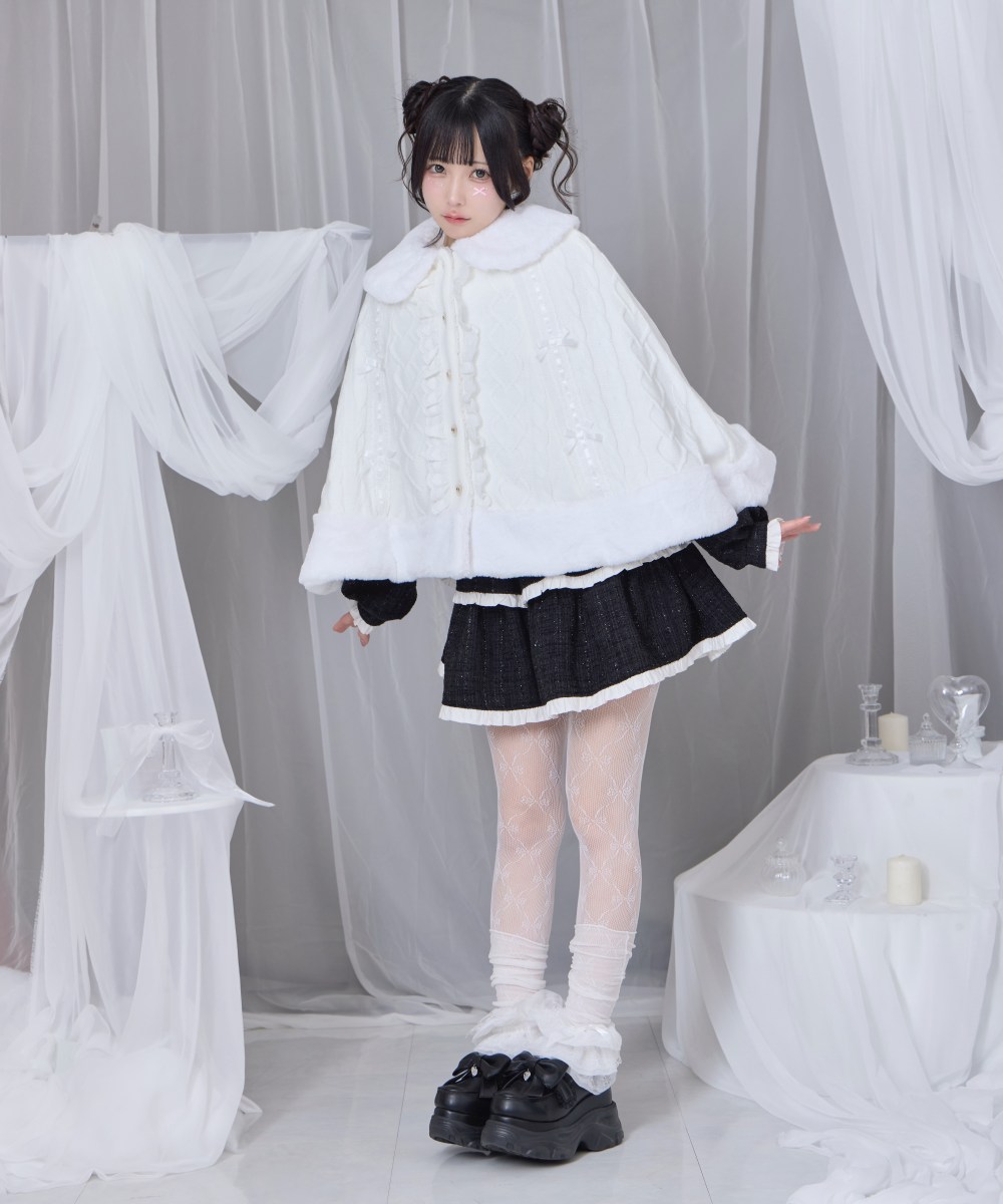 【先行予約】コットンレースはしごリボンポンチョ