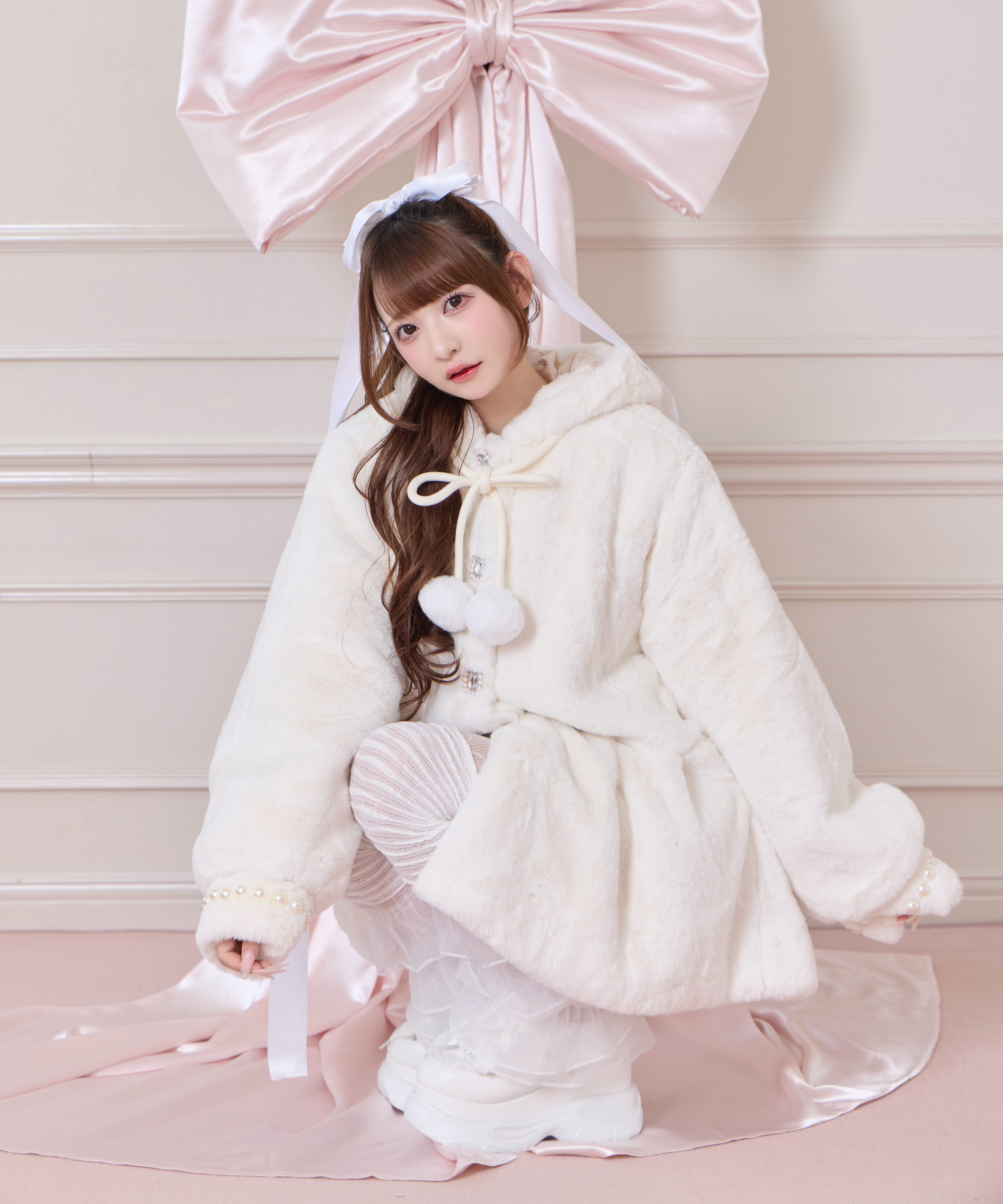 ぽんぽんリボンうさみみエコファーコート