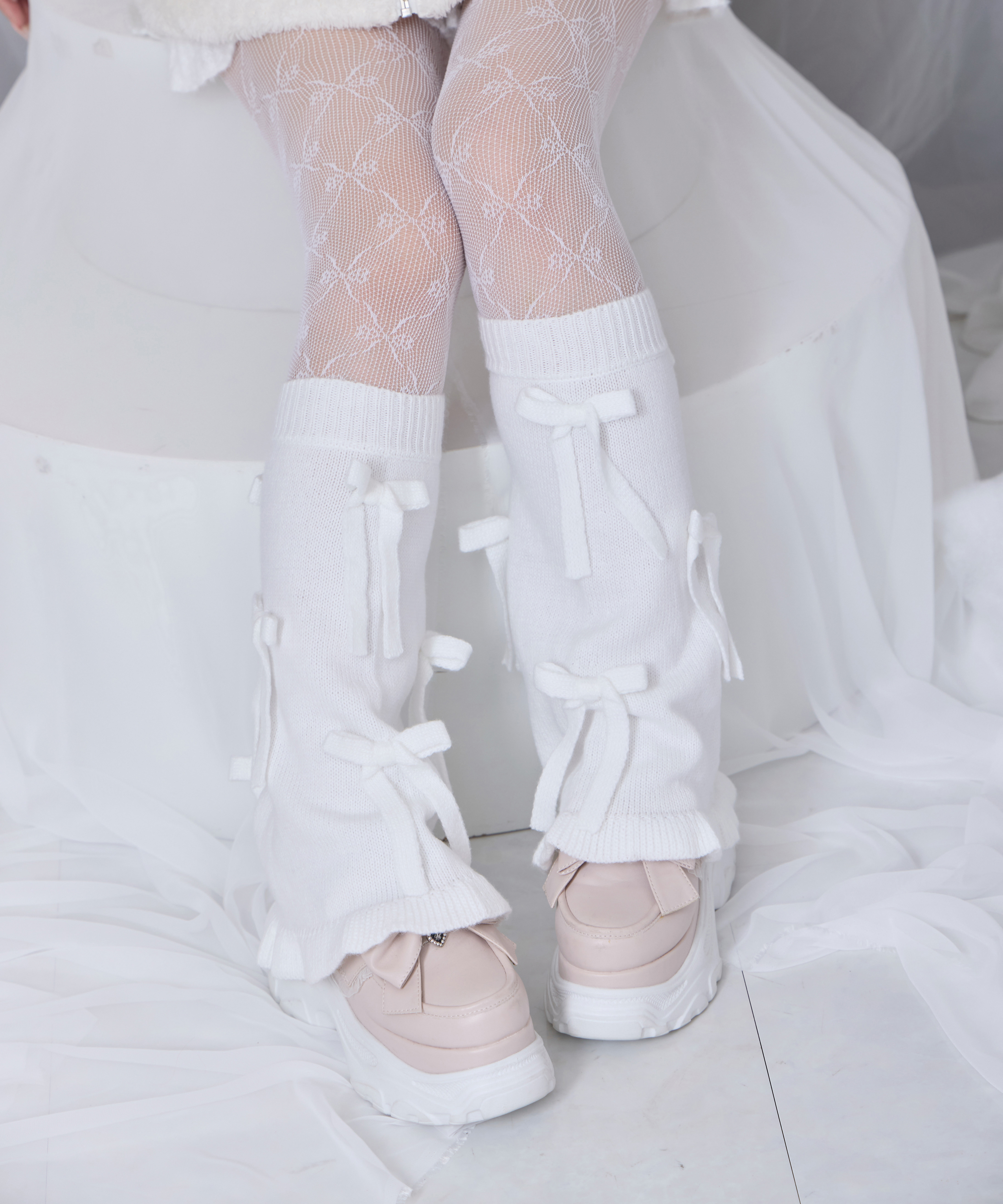 ニットリボンレッグウォーマー