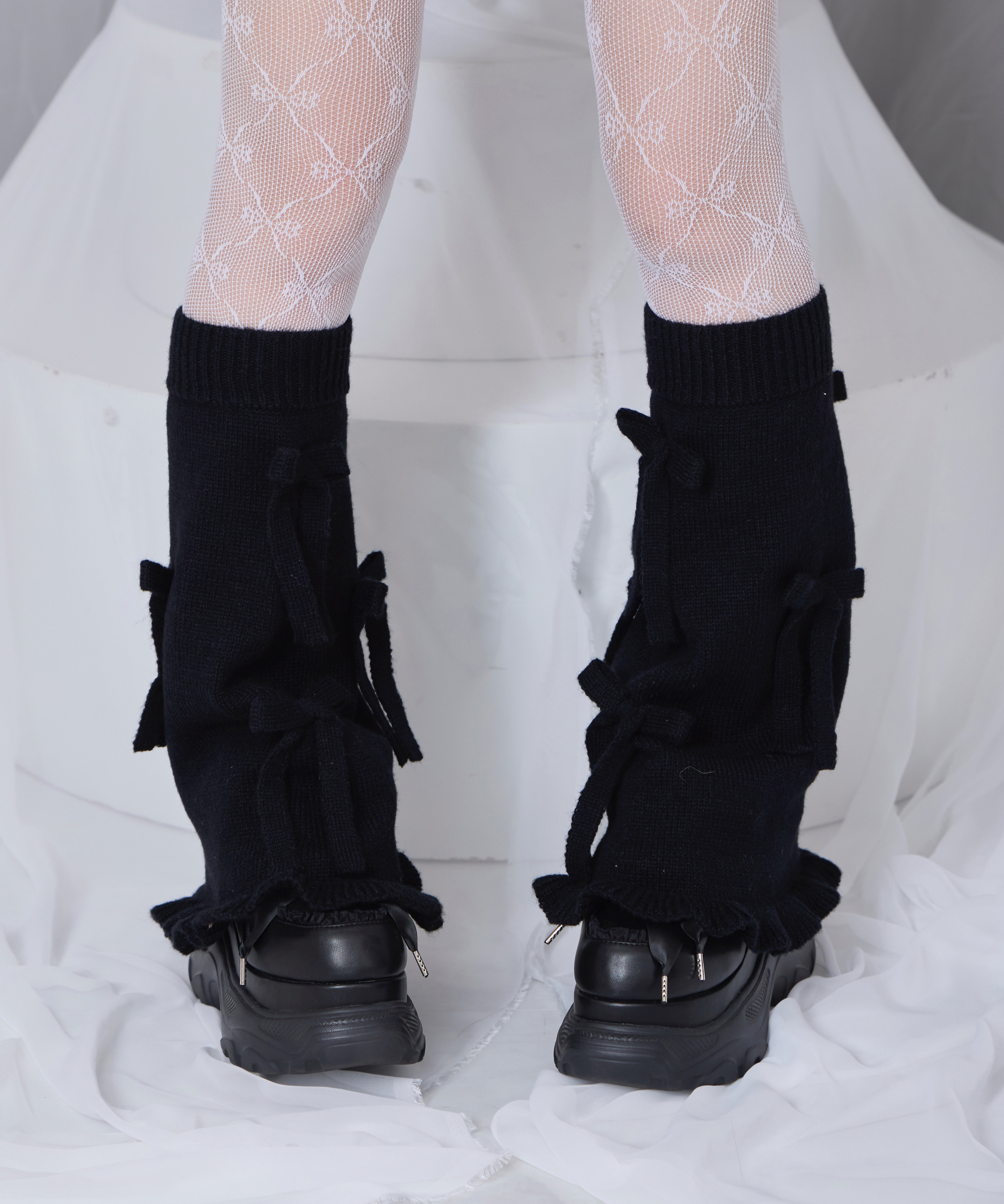 ニットリボンレッグウォーマー