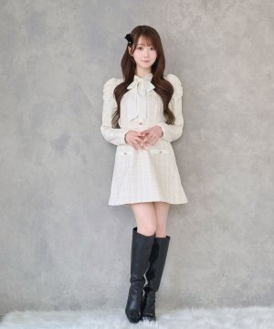 ribbon tie tweed mini onepiece
