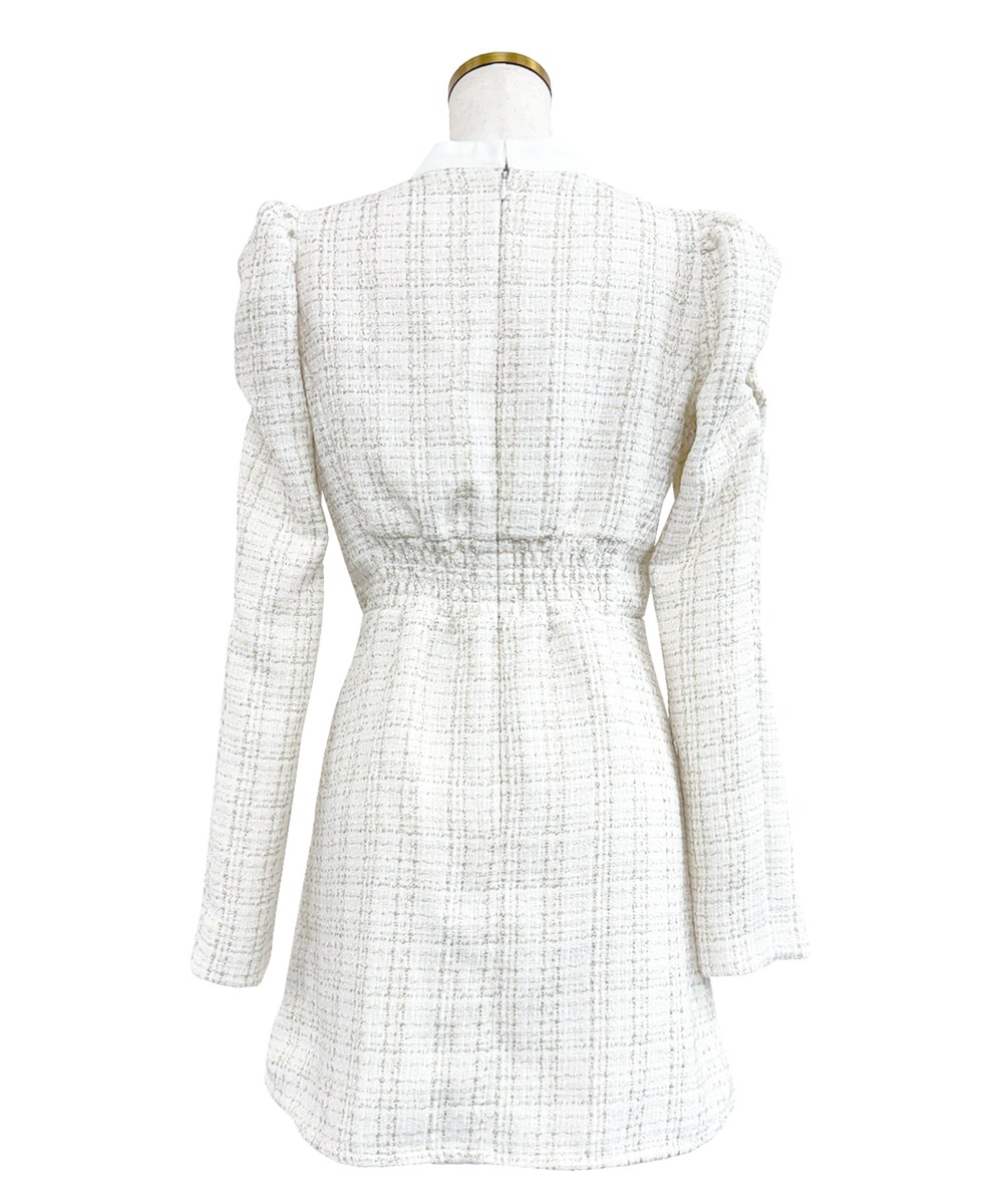 ribbon tie tweed mini onepiece