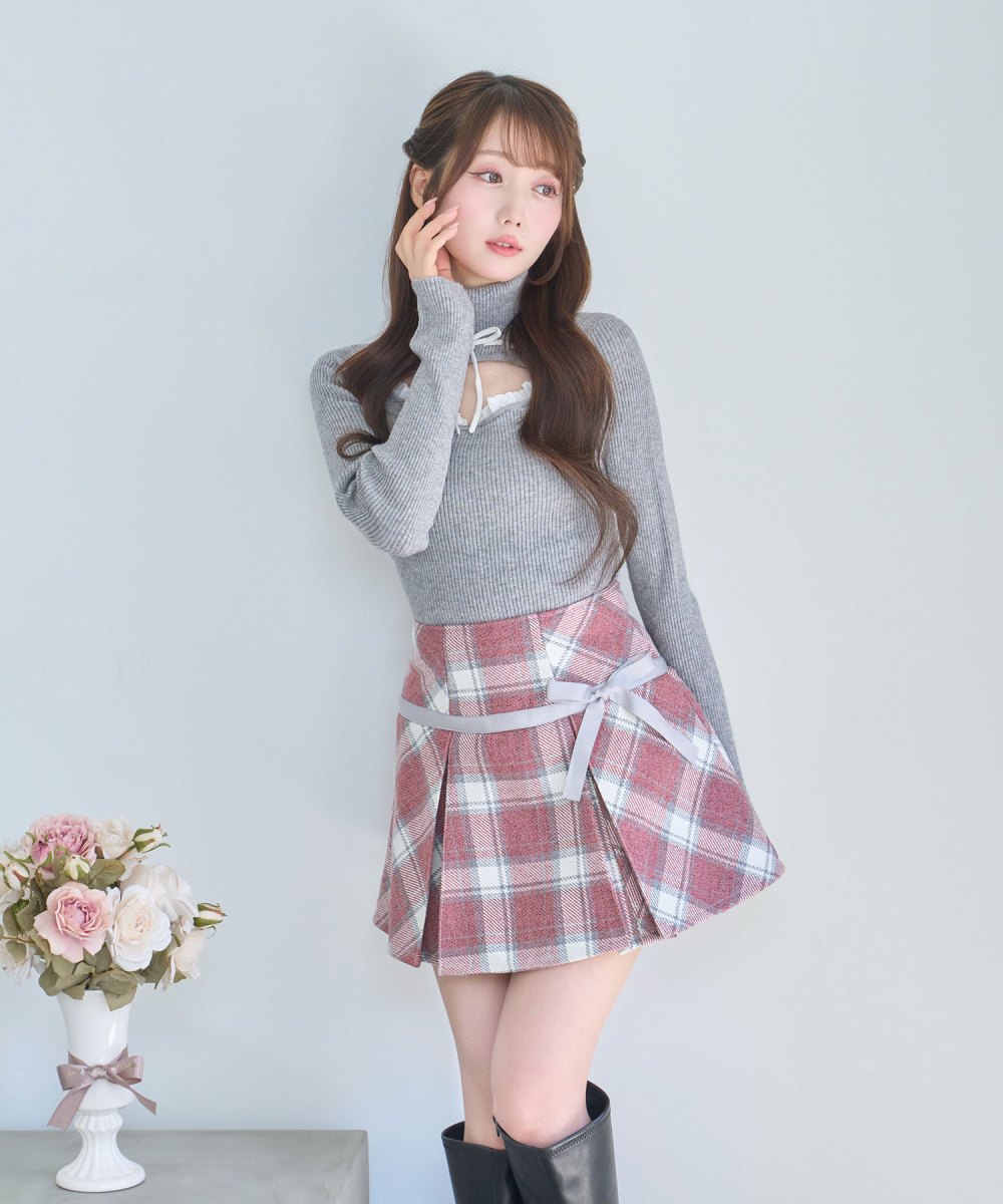 Keyhole H/N knit tops