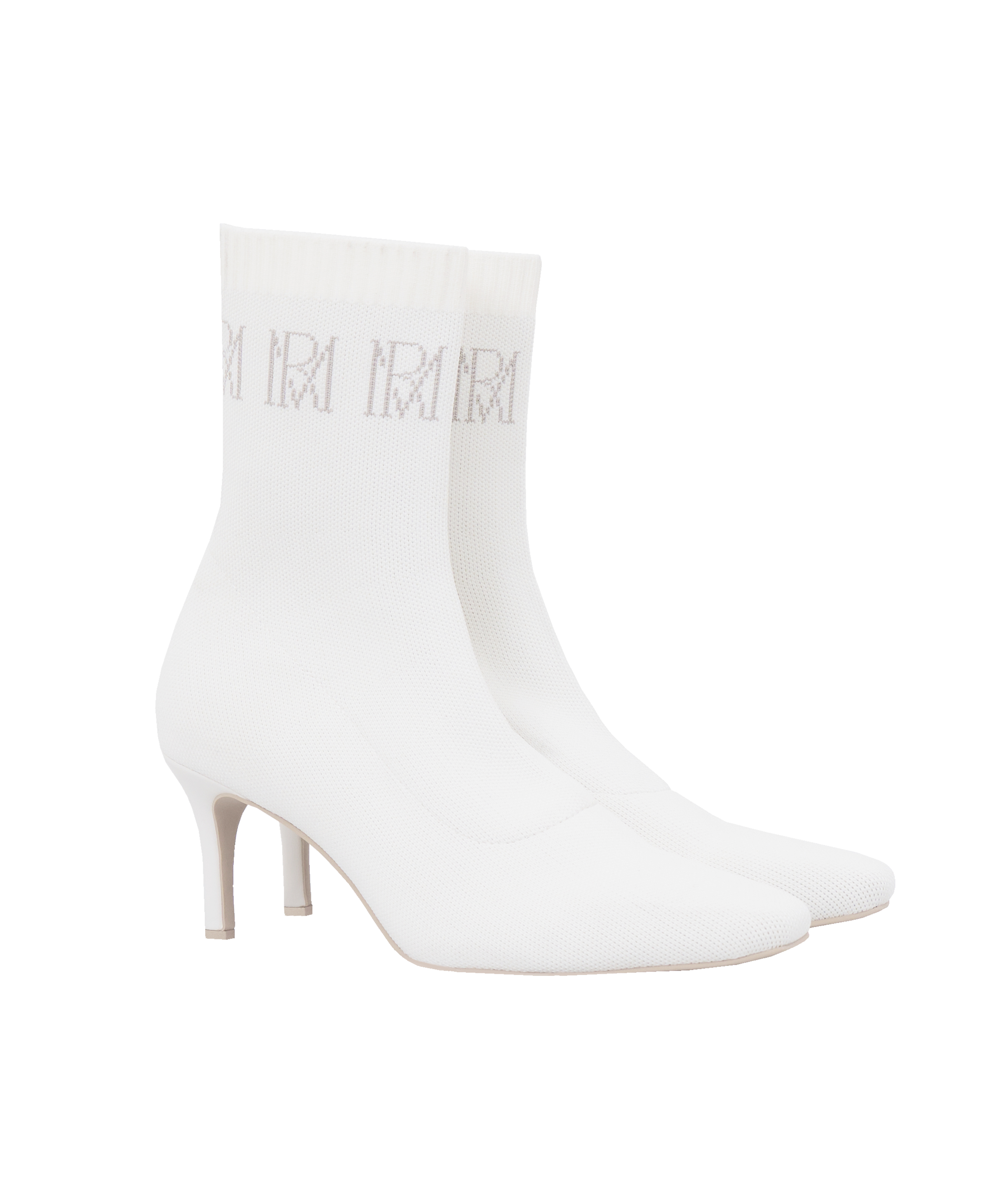 Logo knitting short boots