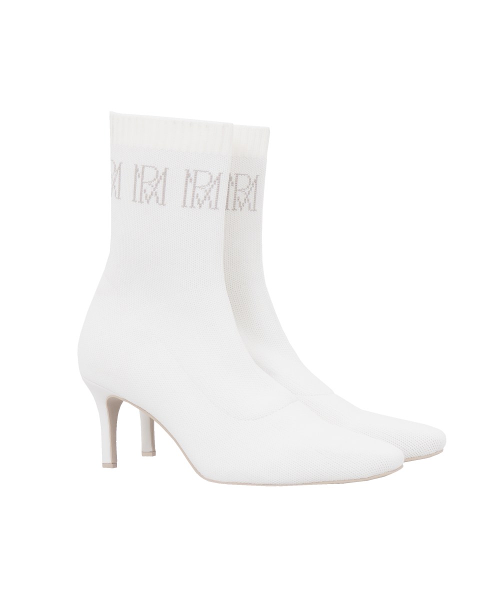 Logo knitting short boots