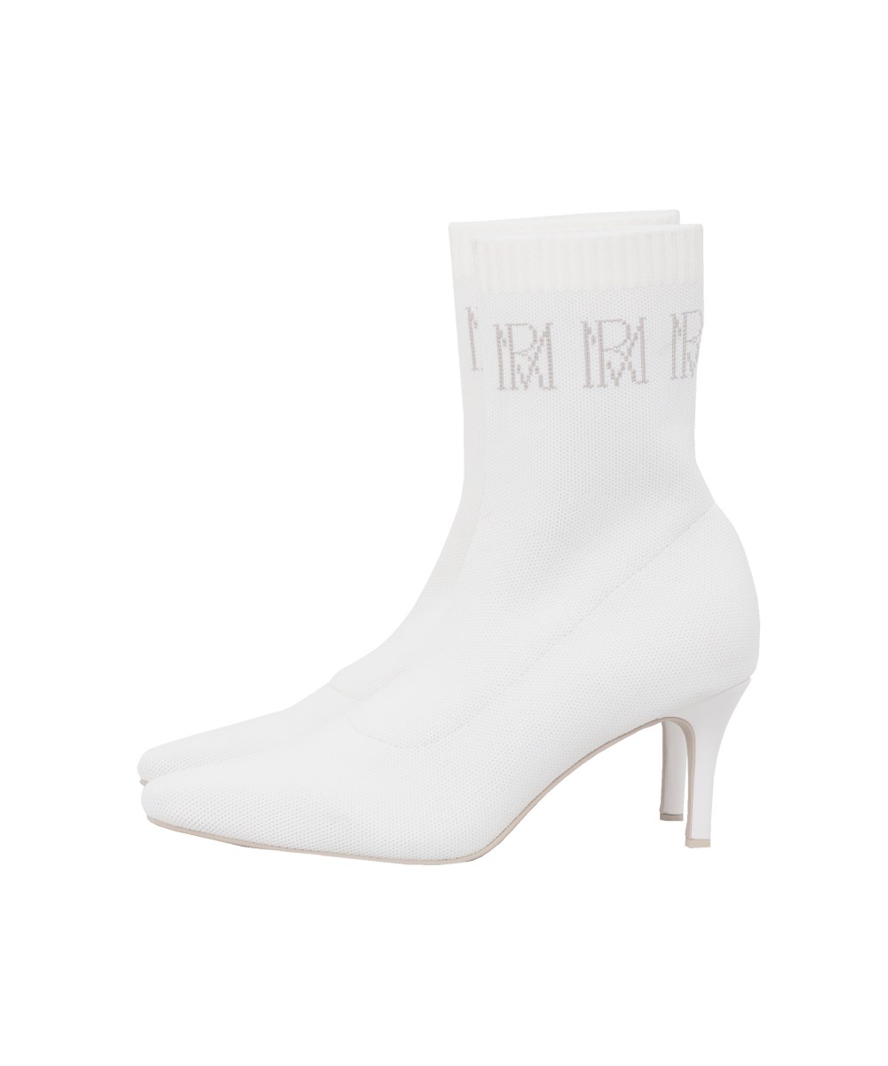 Logo knitting short boots