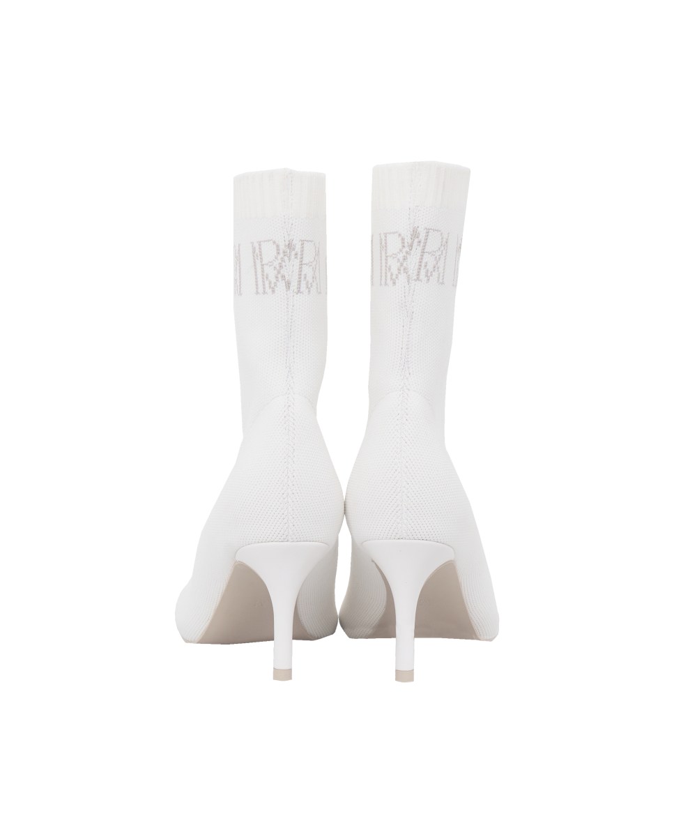 Logo knitting short boots