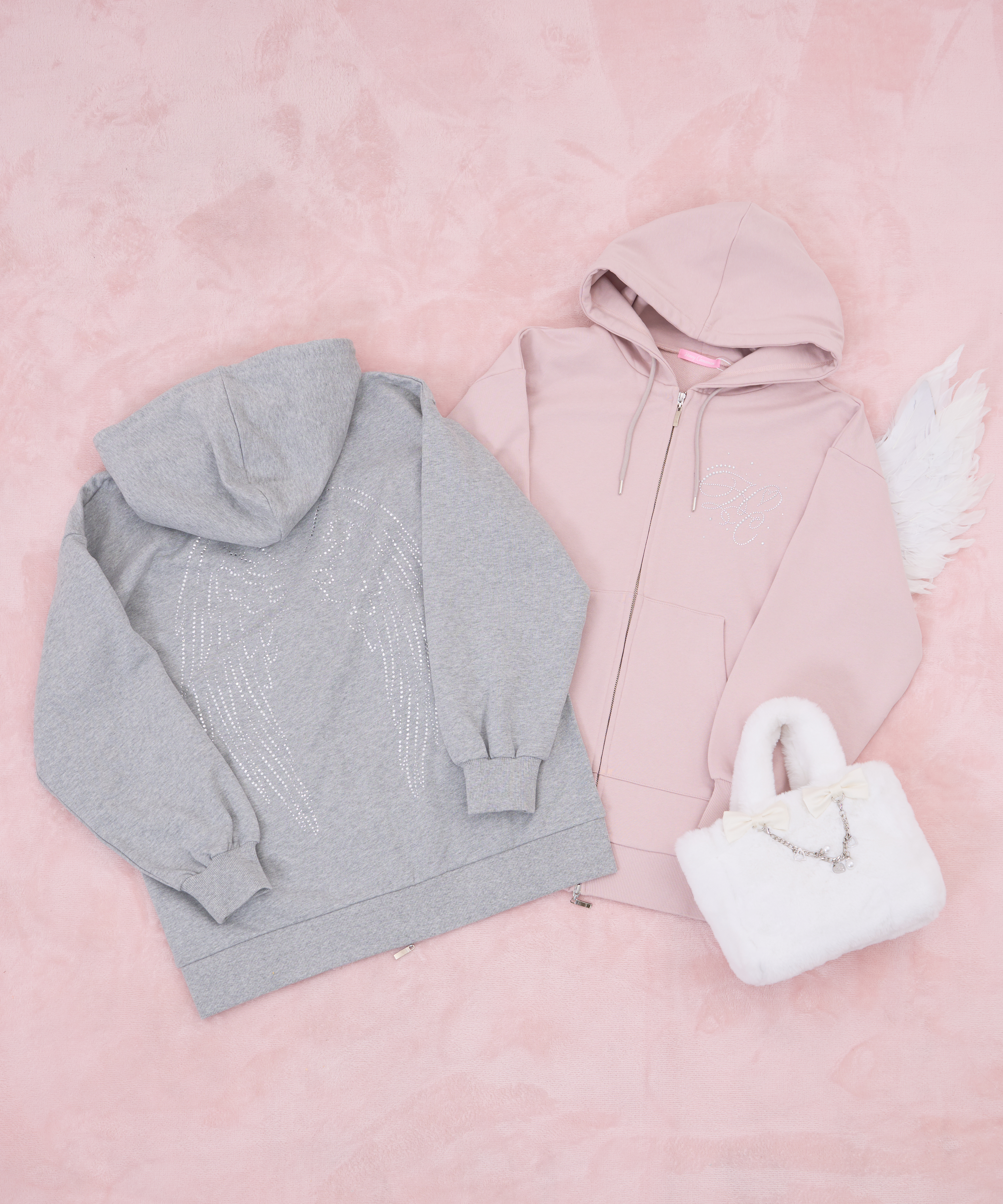 羽ビジュージップパーカー