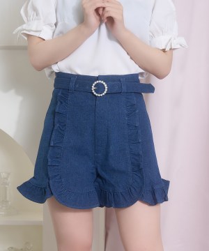 デニムフリルショートパンツ