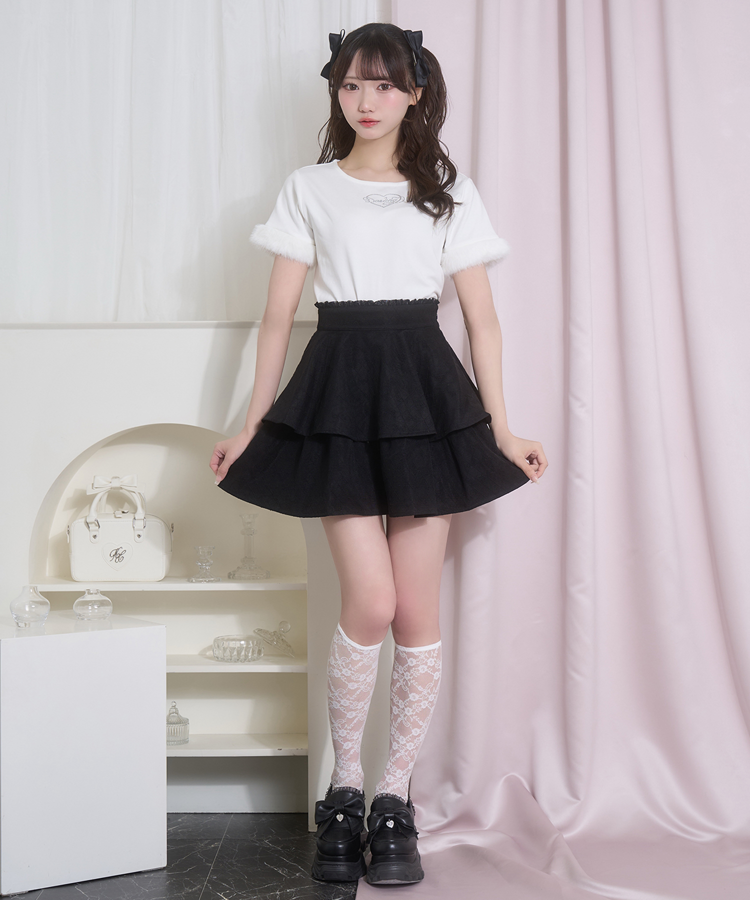 エコファー付きラインストーンTシャツ