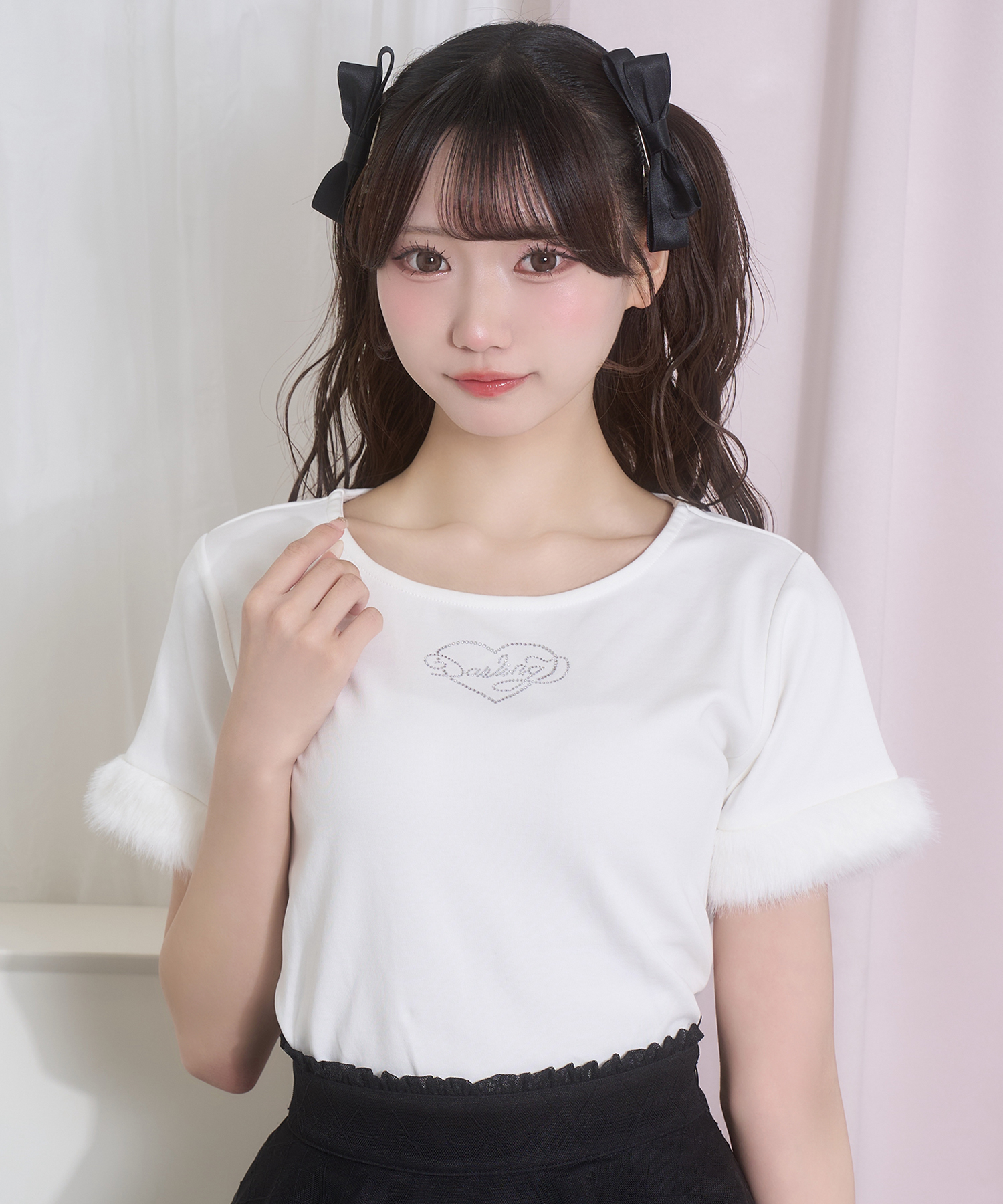 エコファー付きラインストーンTシャツ