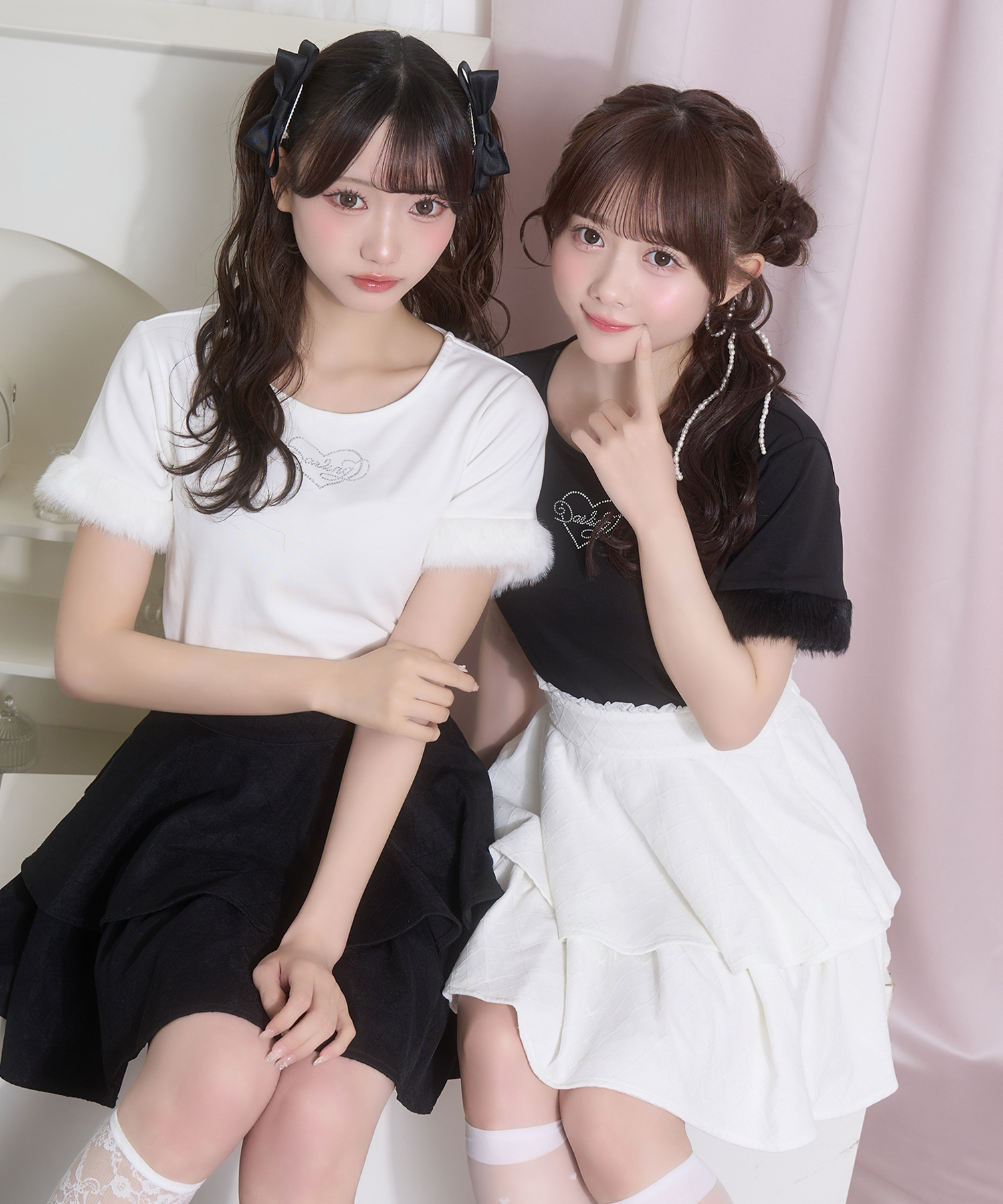 エコファー付きラインストーンTシャツ