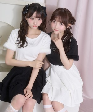 リボンレース2段フレアスカート