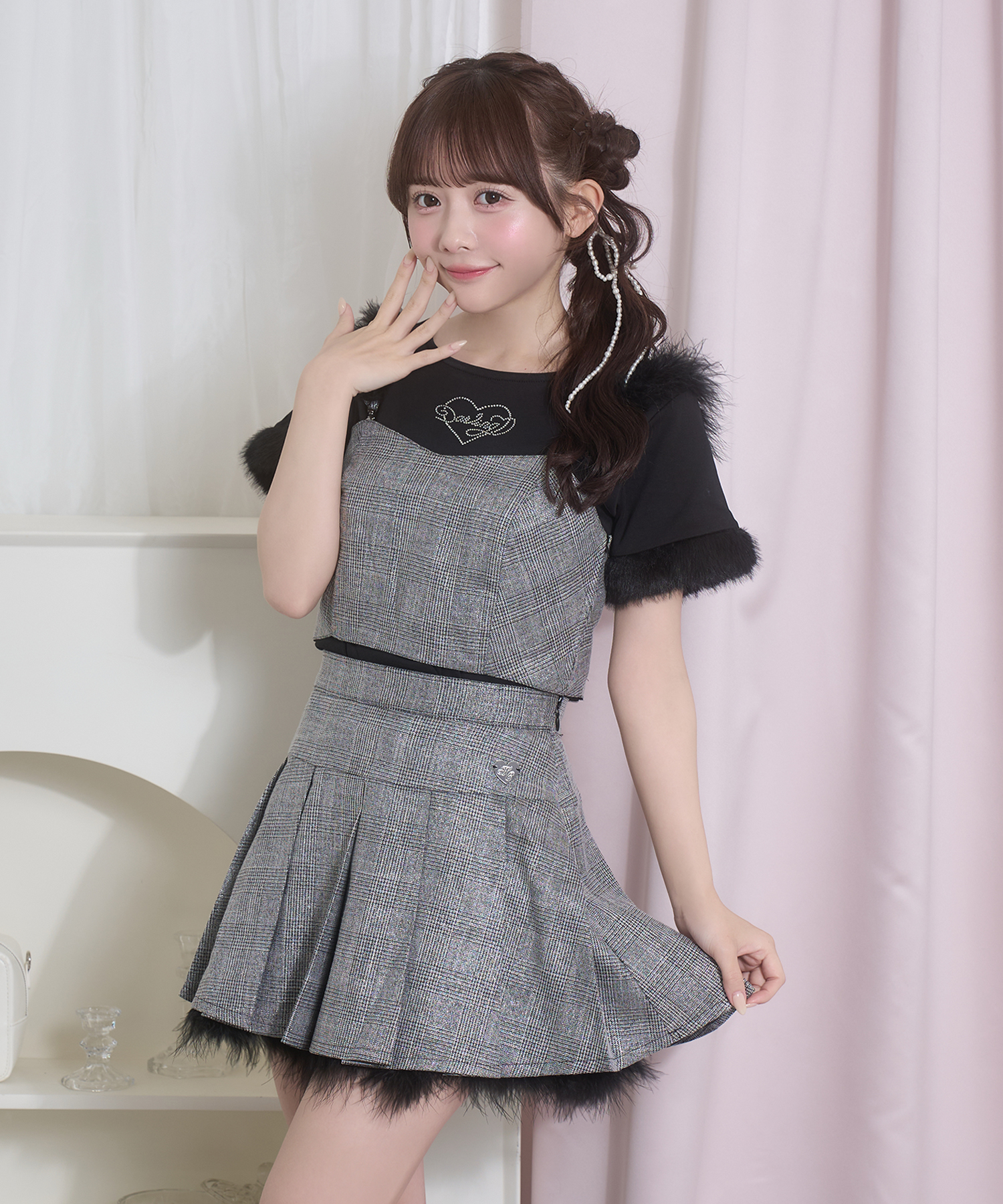 ポイントフェザーラメチェックセットアップ