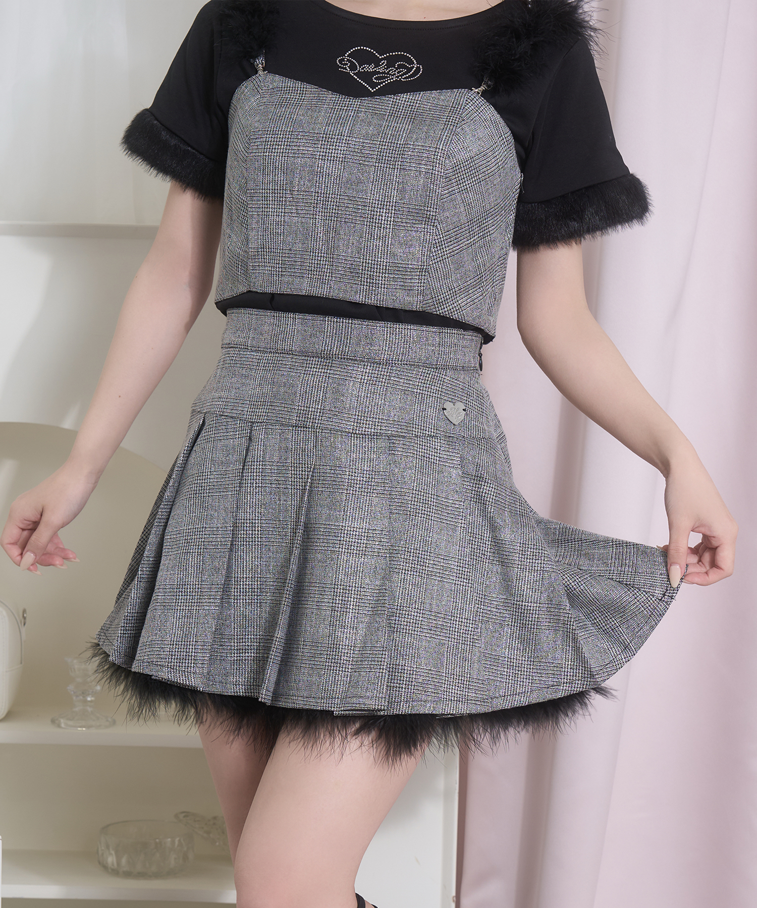 ポイントフェザーラメチェックセットアップ