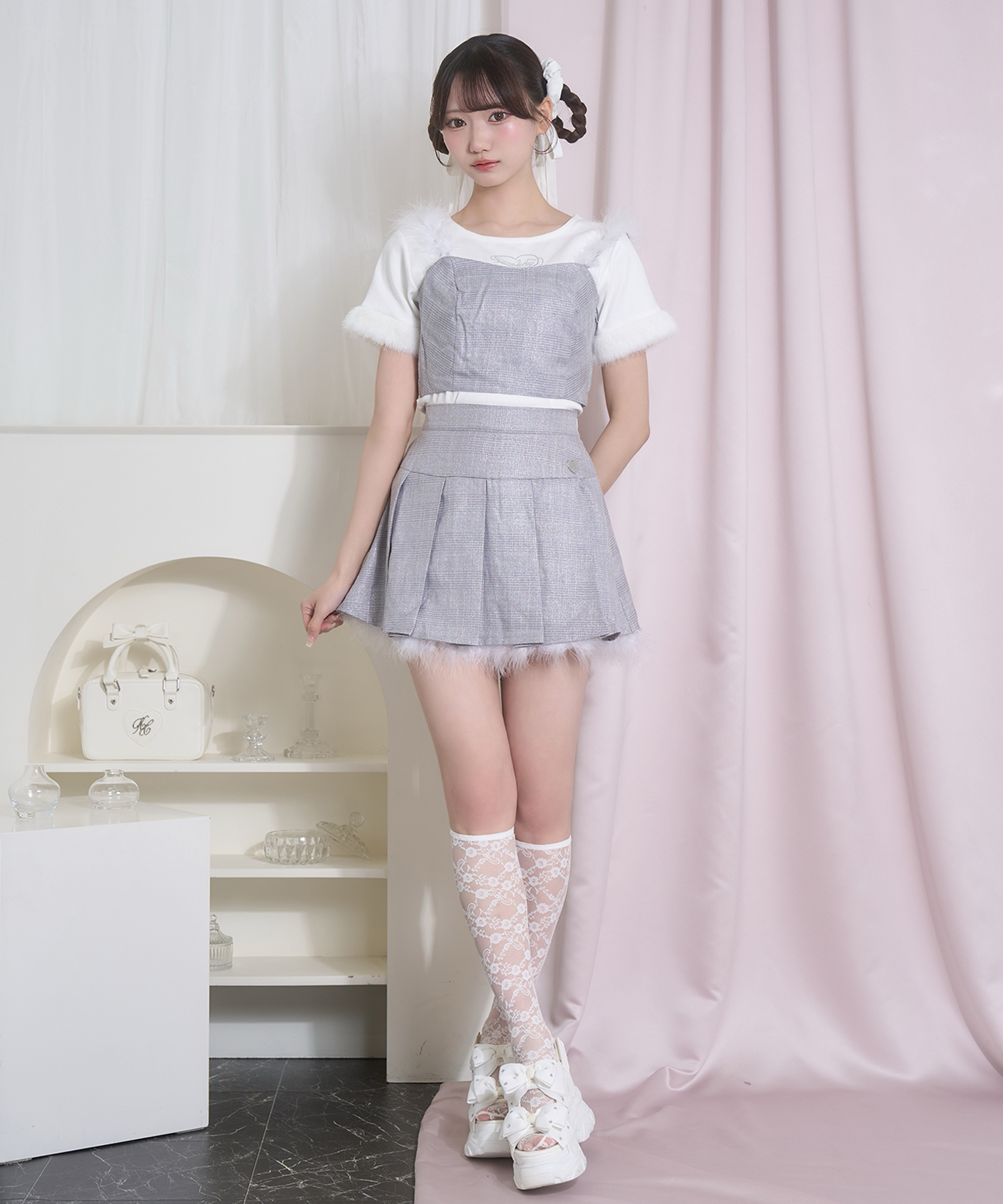 ポイントフェザーラメチェックセットアップ