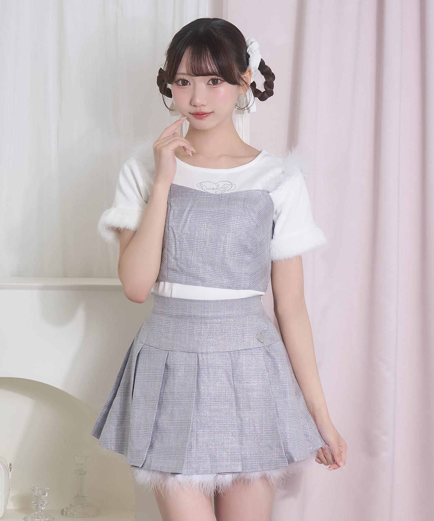 ポイントフェザーラメチェックセットアップ