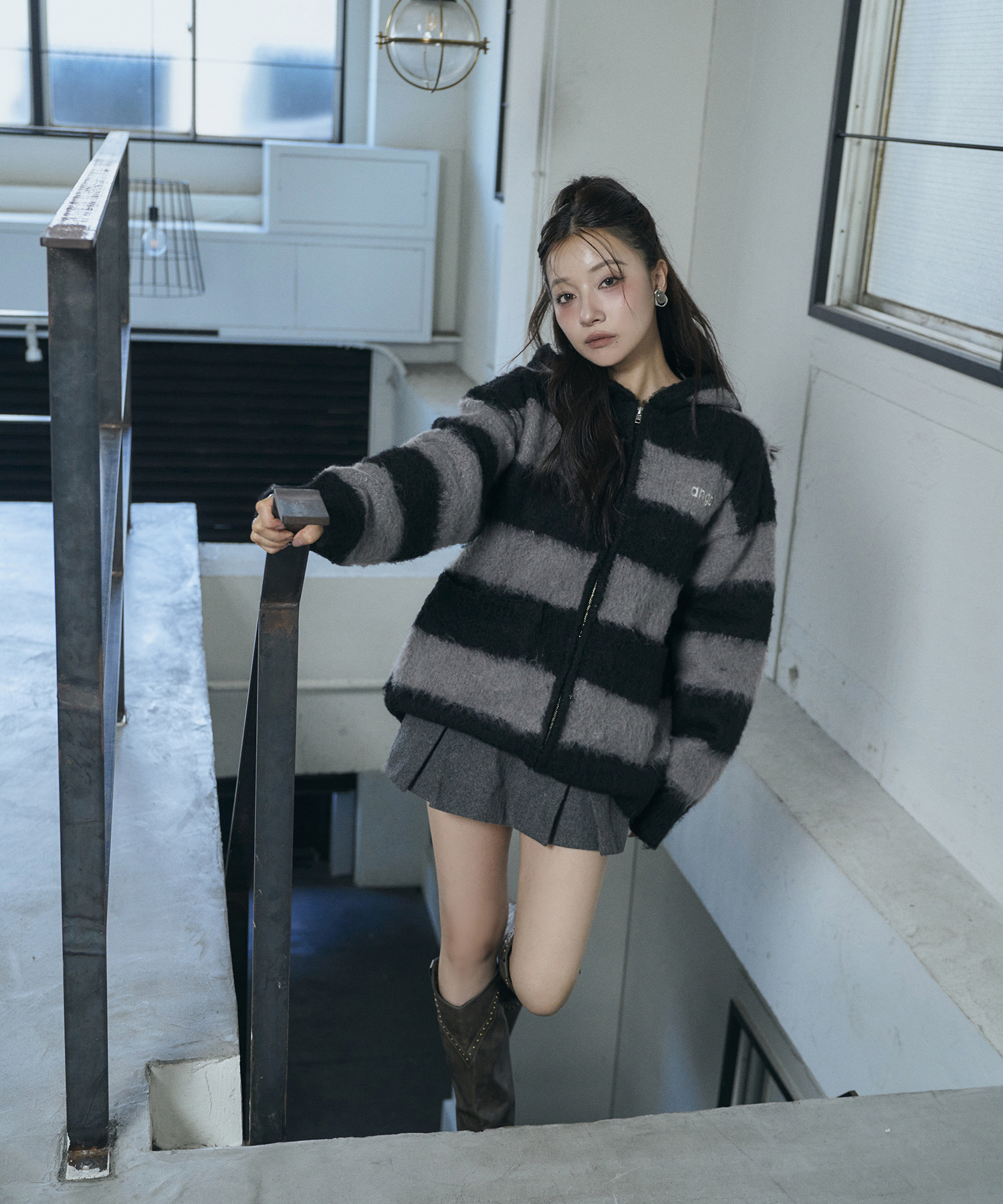 UNISEX ボーダーブークレフーディニット