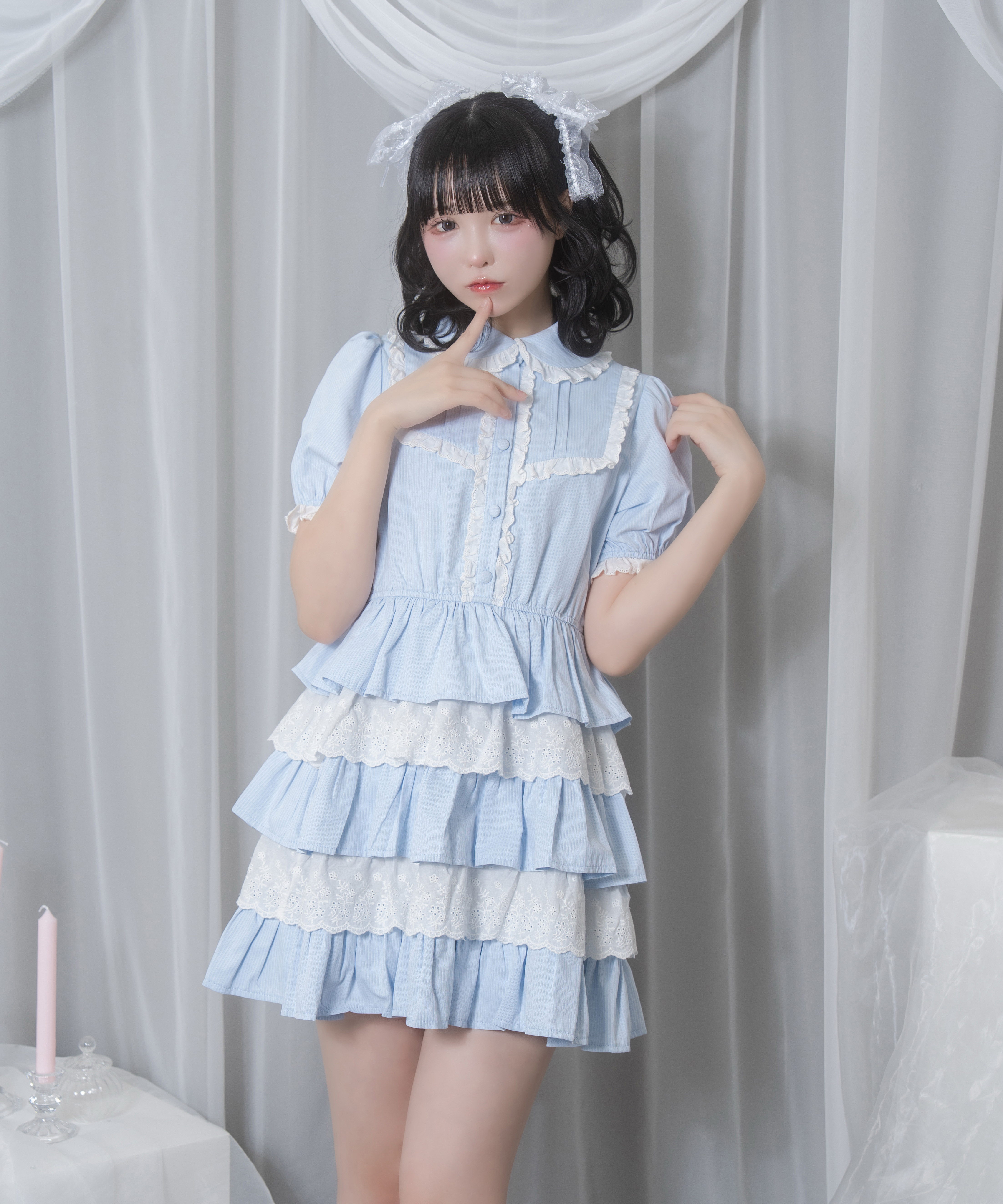 コットンレースパステルワンピース