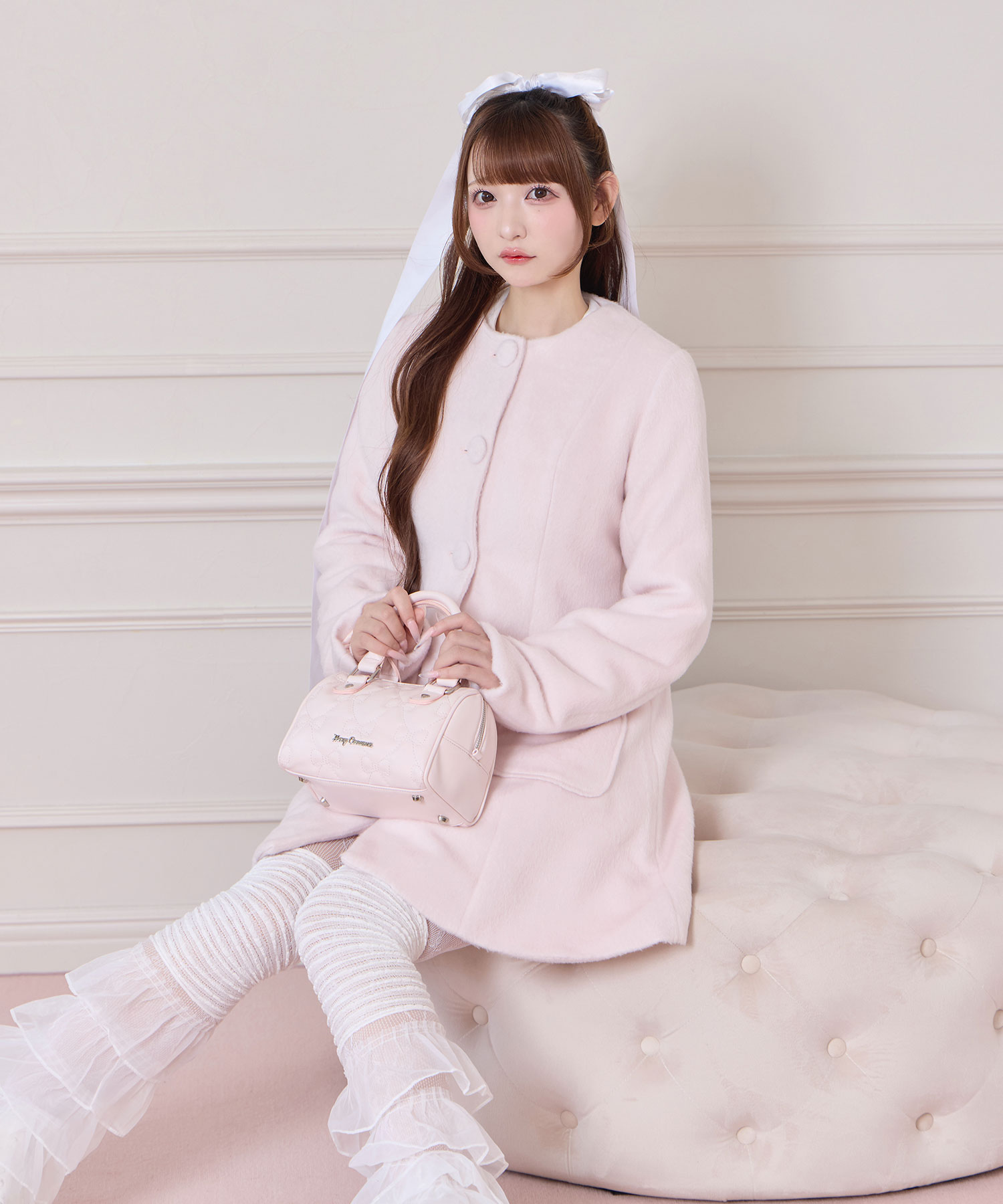 リボンキルティングミニボストンバッグ