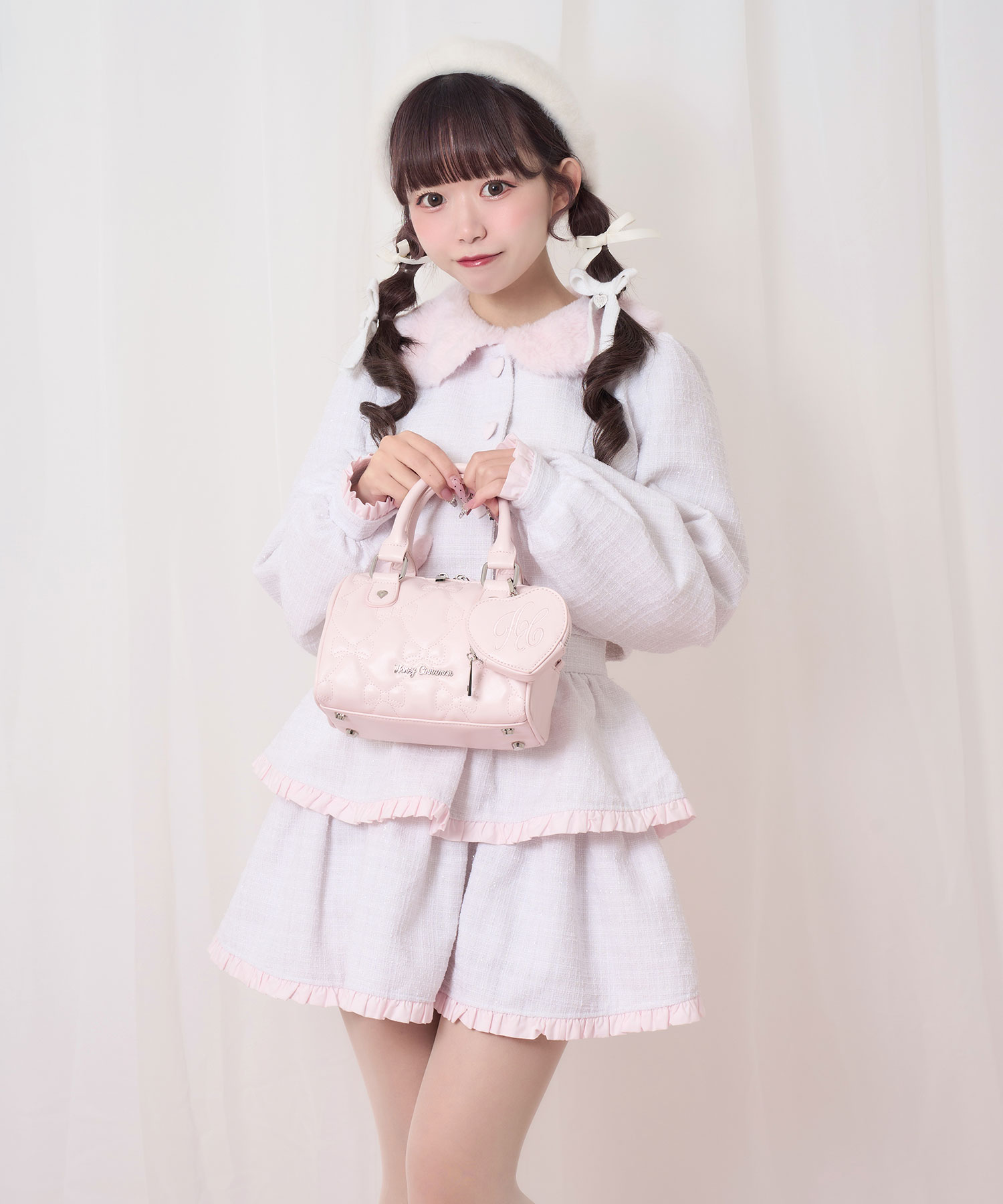 リボンキルティングミニボストンバッグ