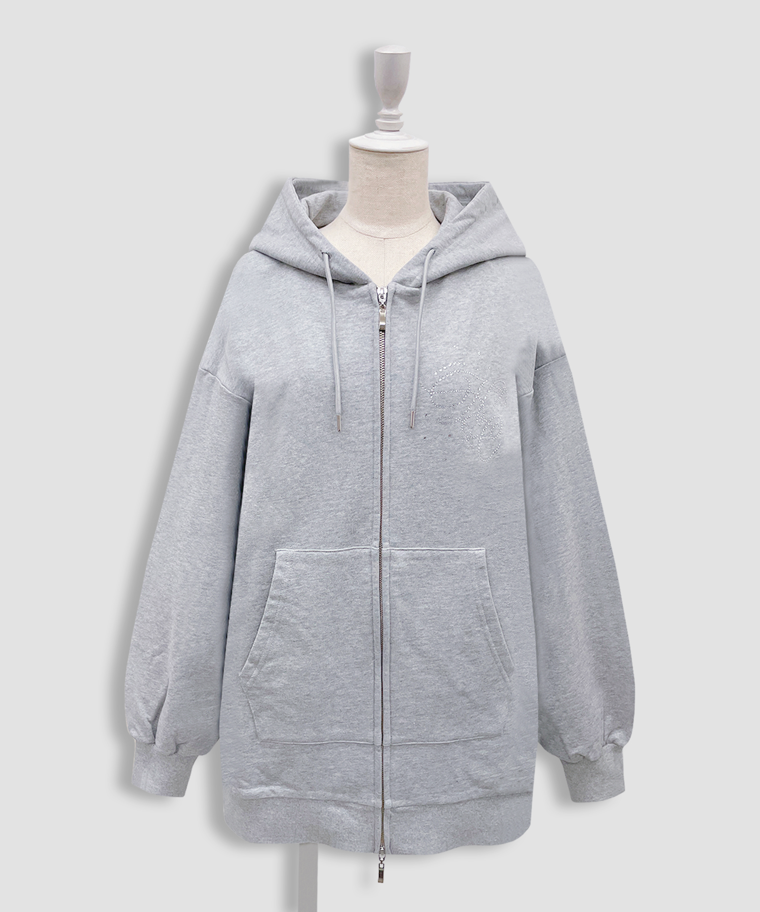 羽ビジュージップパーカー