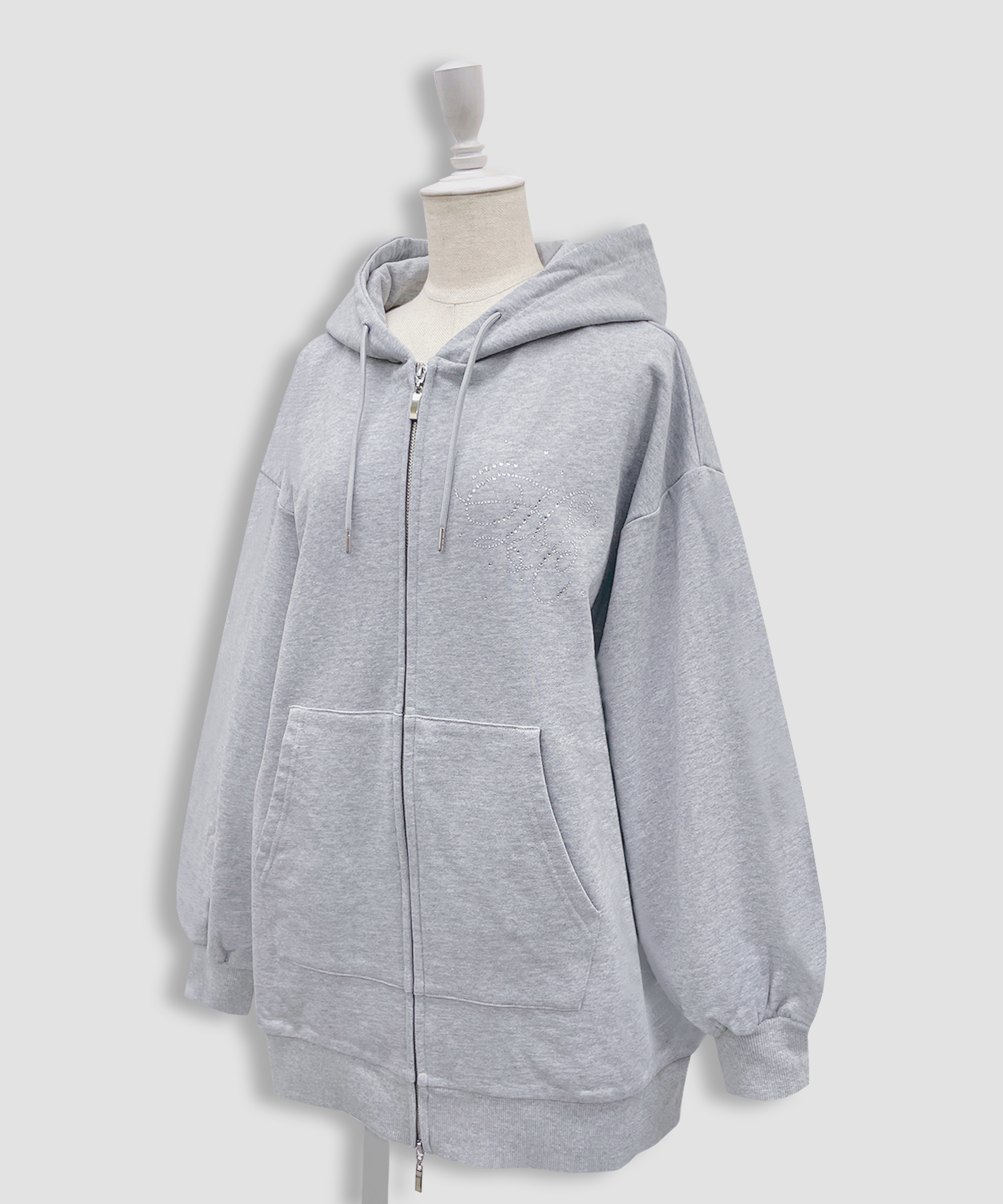 羽ビジュージップパーカー