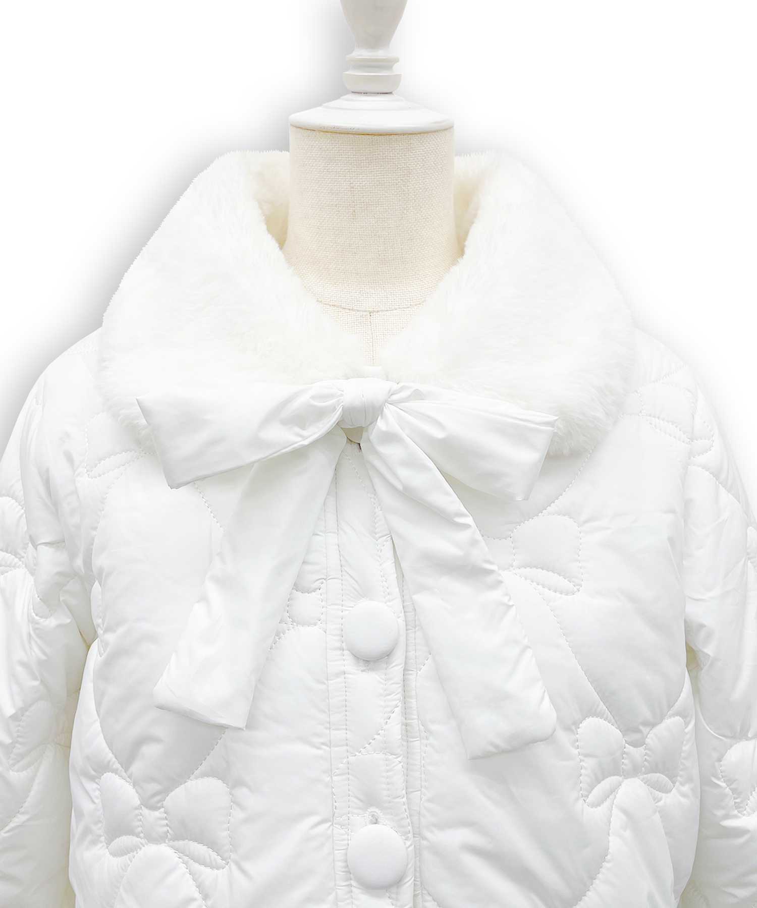 リボンキルティングショート中綿ジャケット