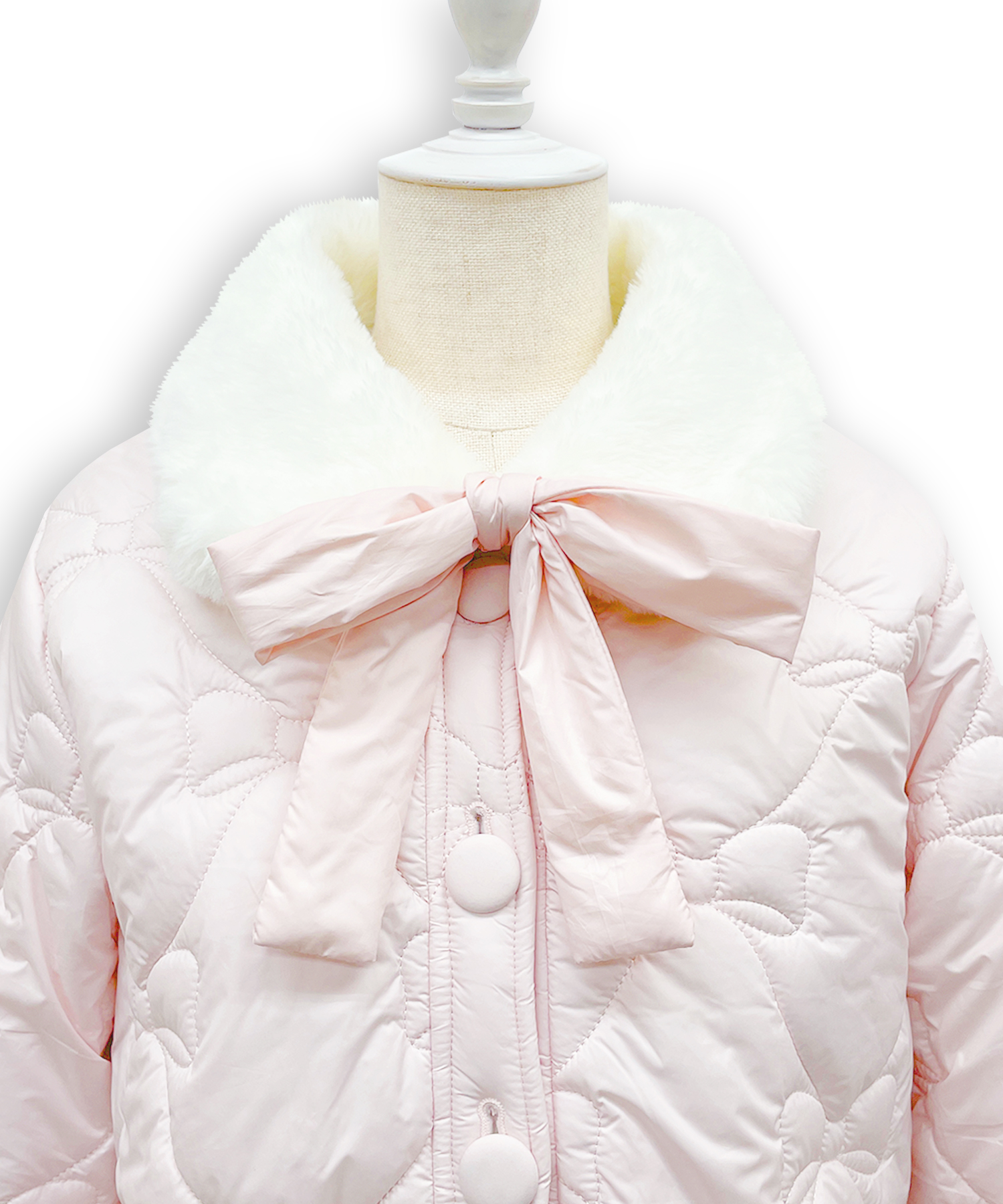 リボンキルティングショート中綿ジャケット