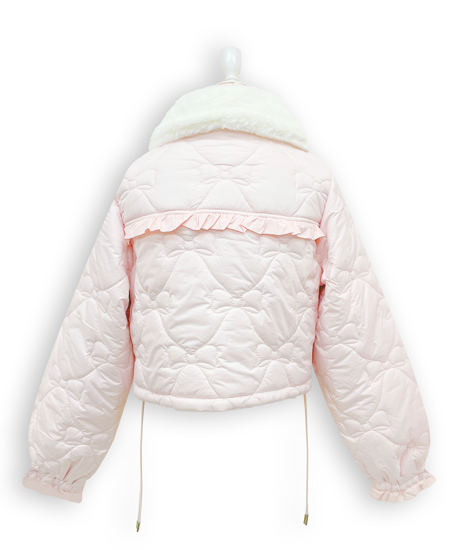 リボンキルティングショート中綿ジャケット